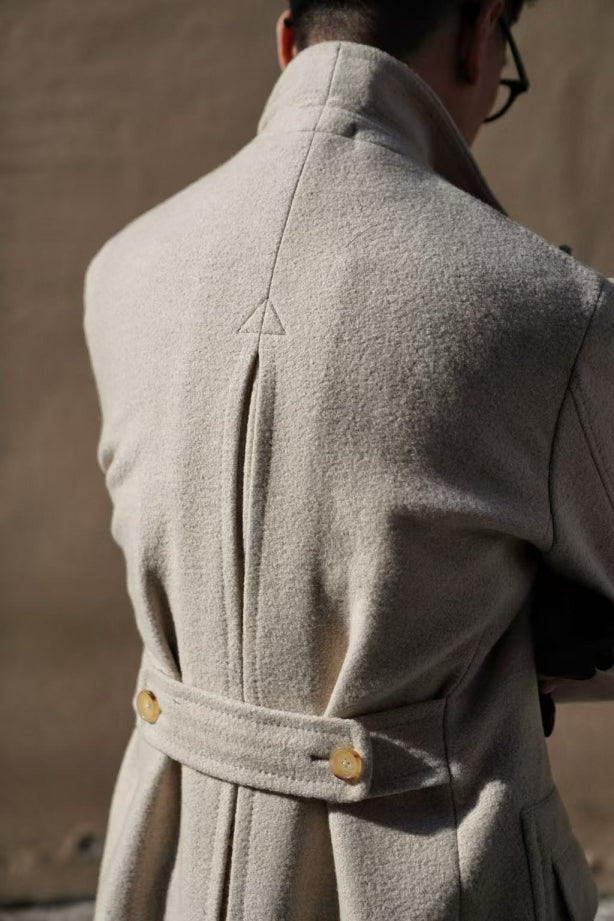 MTO Beige Wool Silk Polo Coat #664