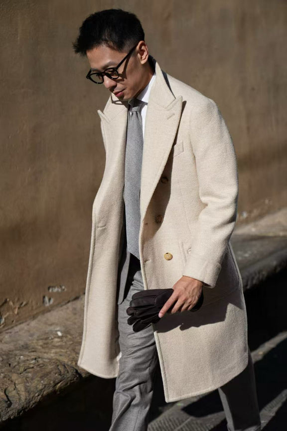 MTO Beige Wool Silk Polo Coat #664