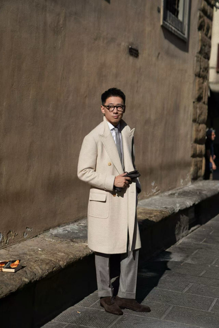 MTO Beige Wool Silk Polo Coat #664