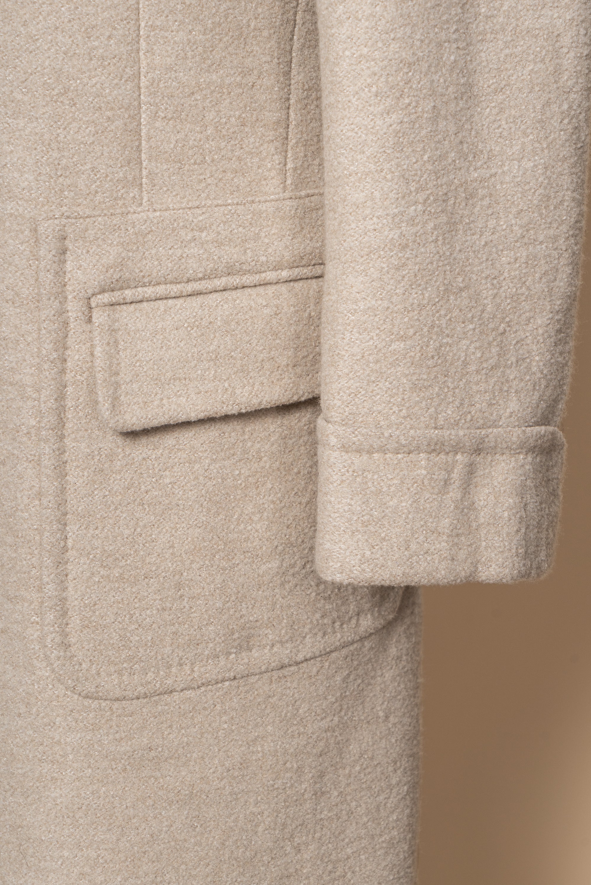 MTO Beige Wool Silk Polo Coat #664