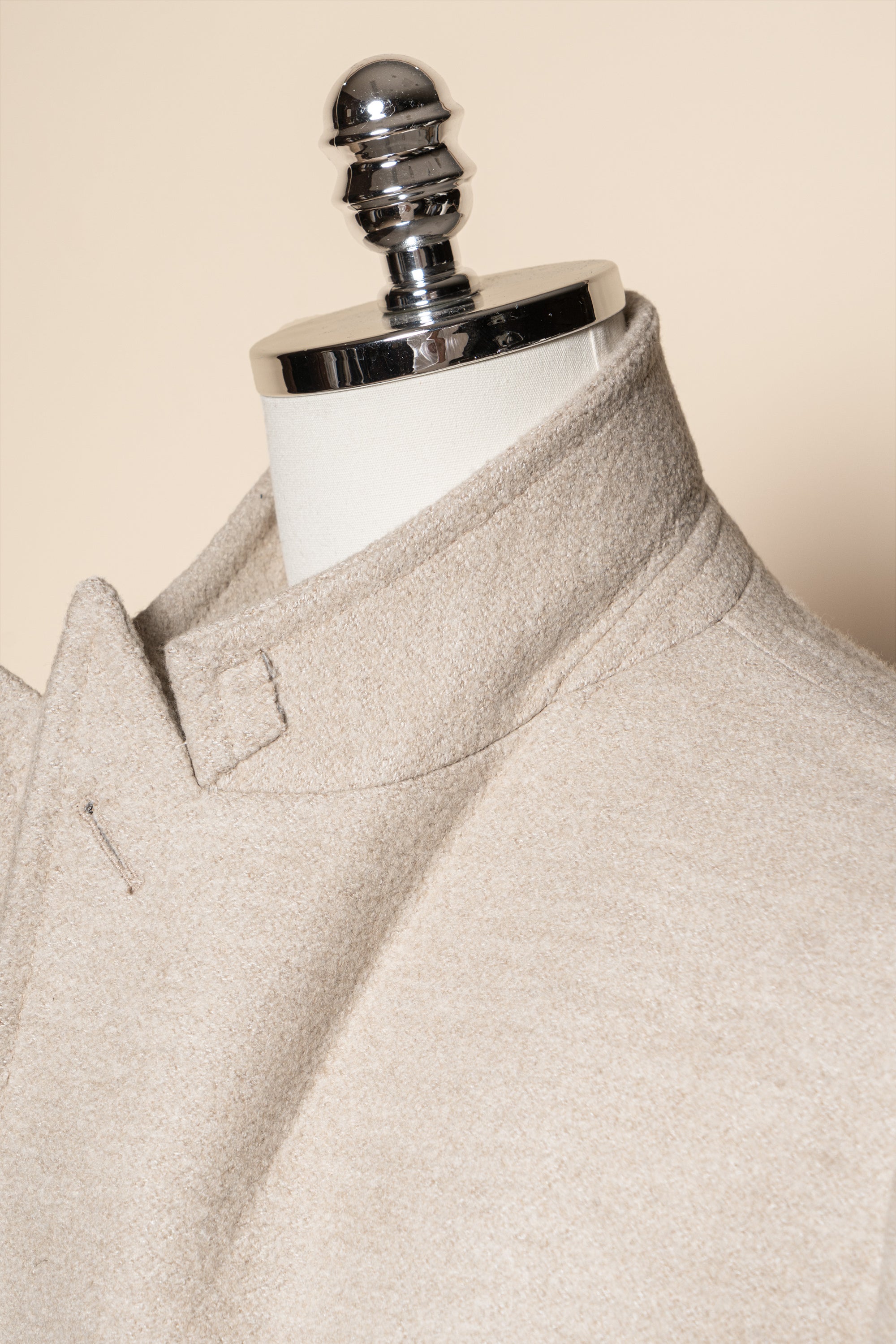 MTO Beige Wool Silk Polo Coat #664