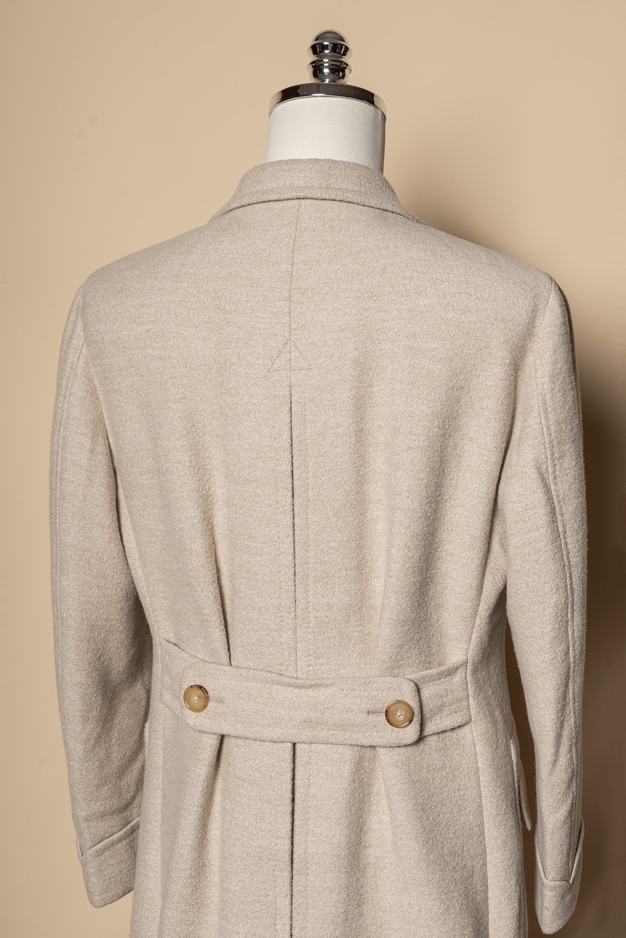 MTO Beige Wool Silk Polo Coat #664