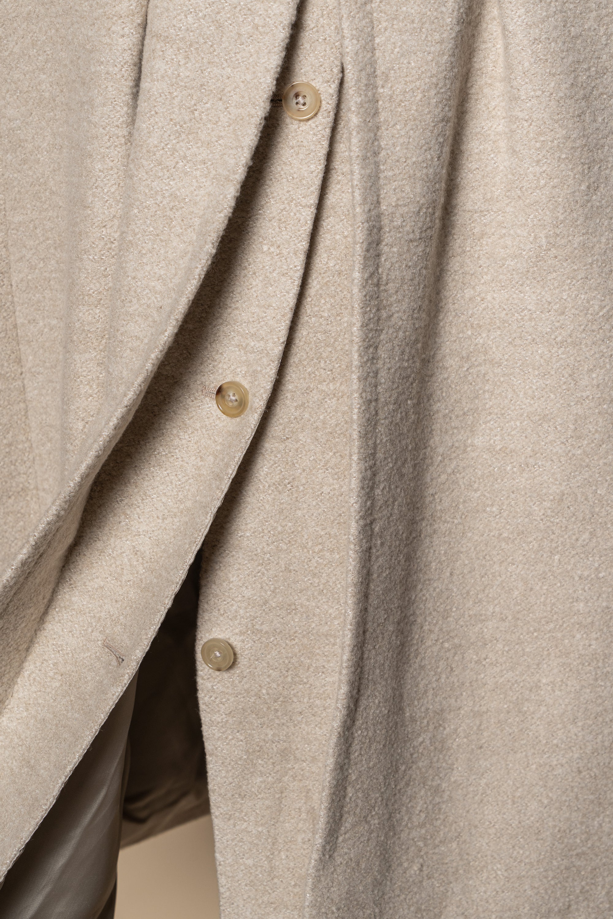 MTO Beige Wool Silk Polo Coat #664