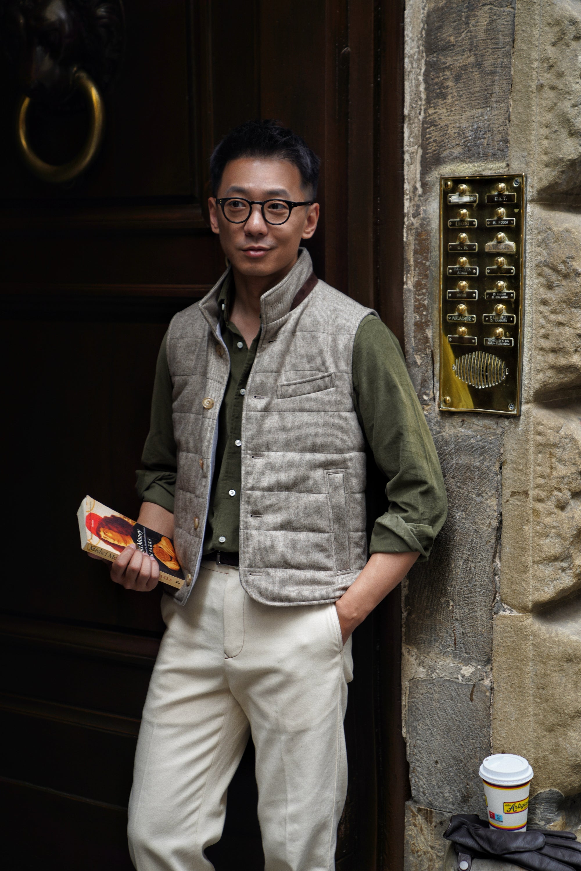 MTO Beige Houndstooth Gilet #442