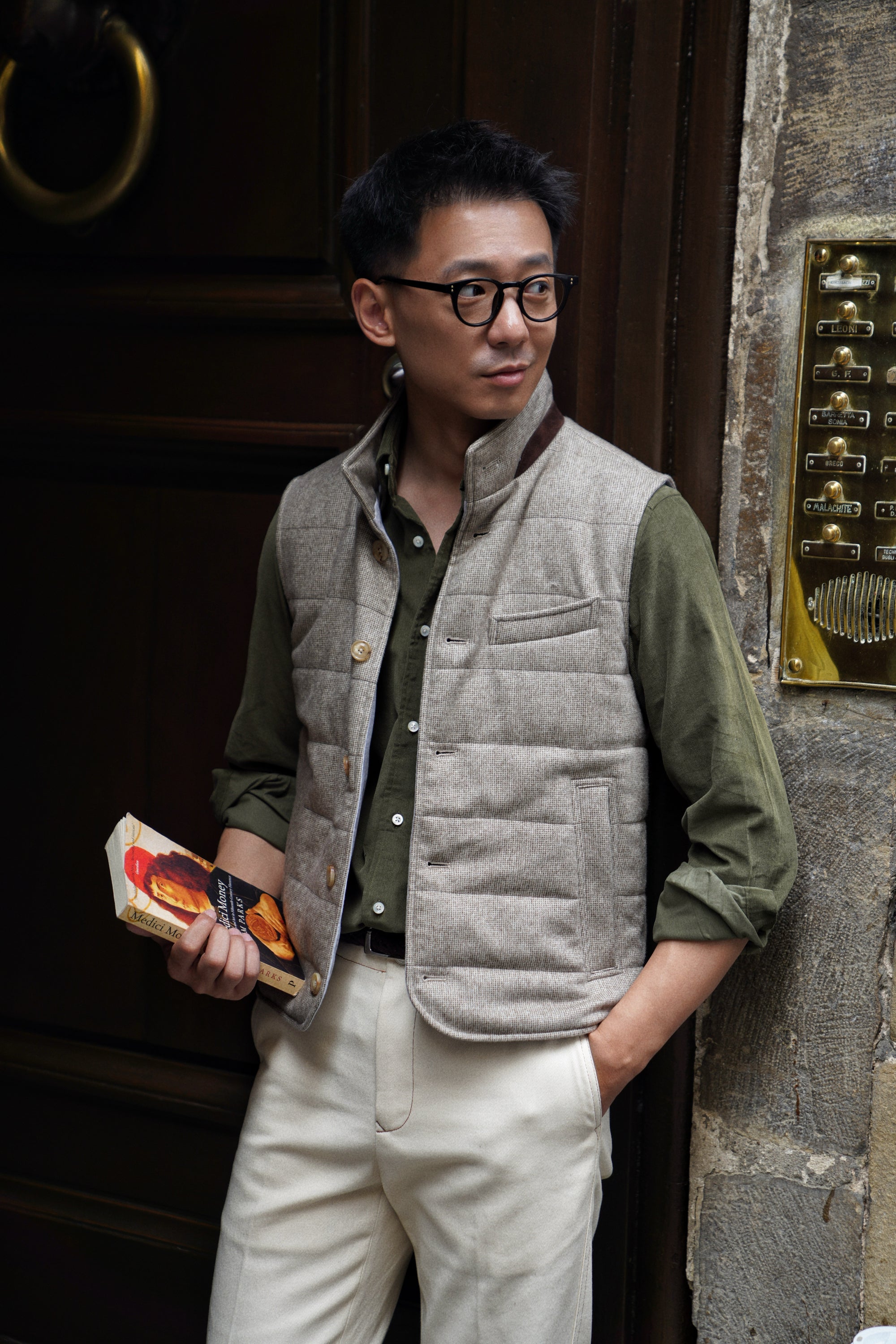 MTO Beige Houndstooth Gilet #442