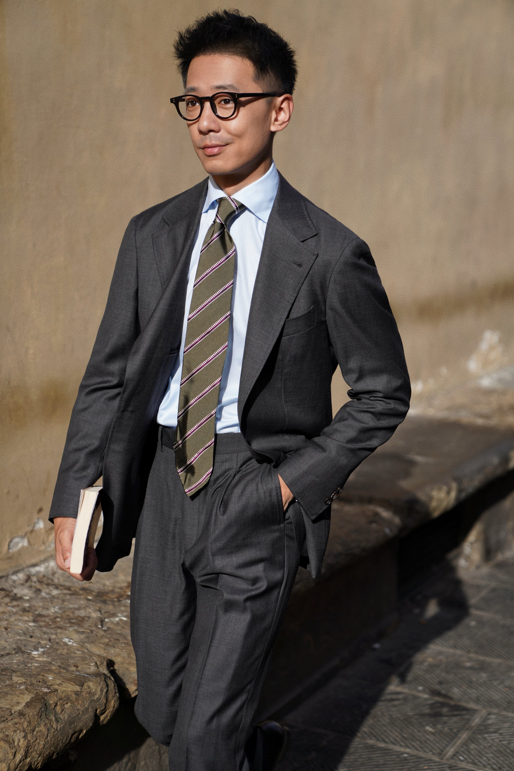 MTO Charcoal Sharkskin 17 Micron 130s Suit #405