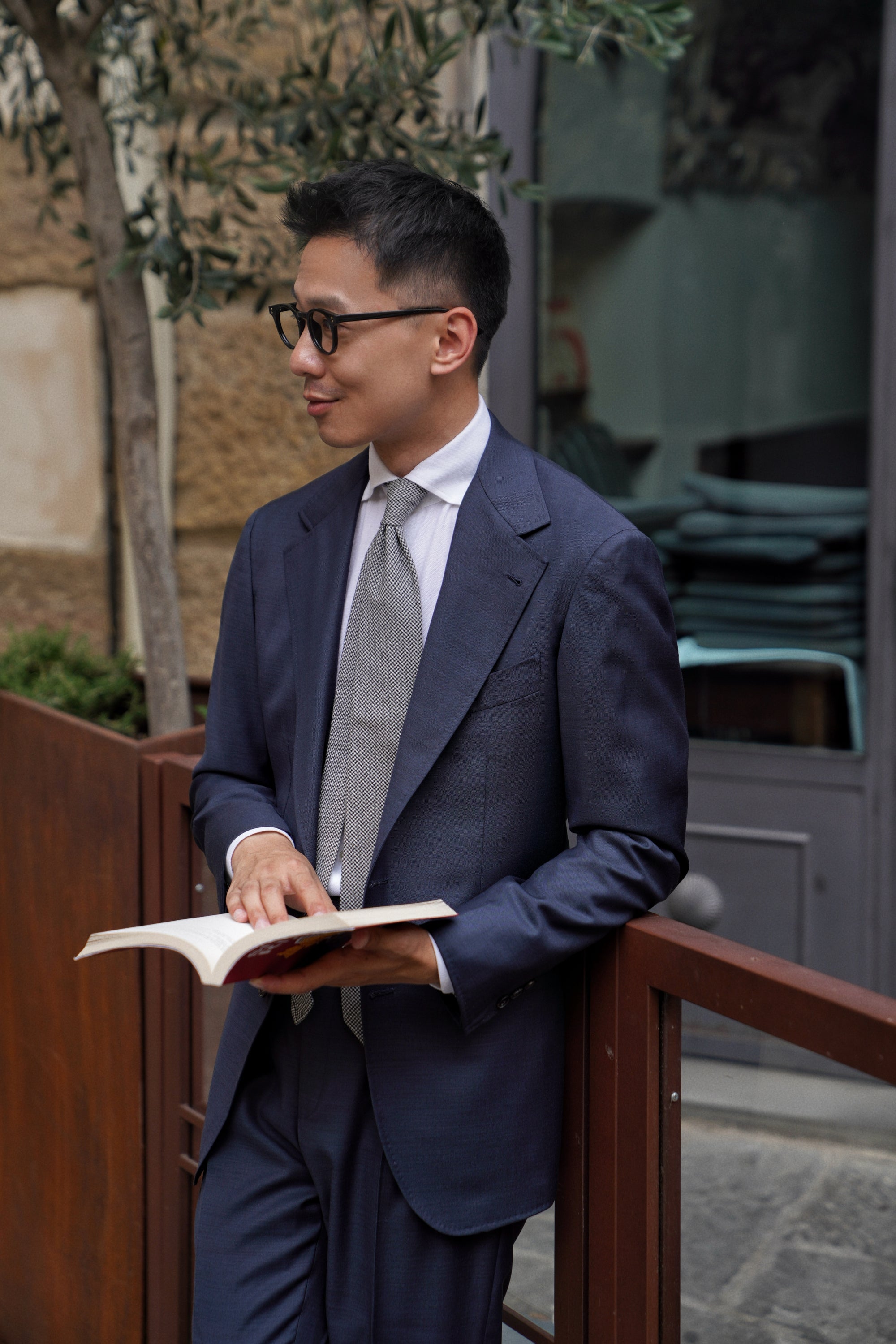 MTO Navy Sharkskin 17 Micron 130s Suit #406