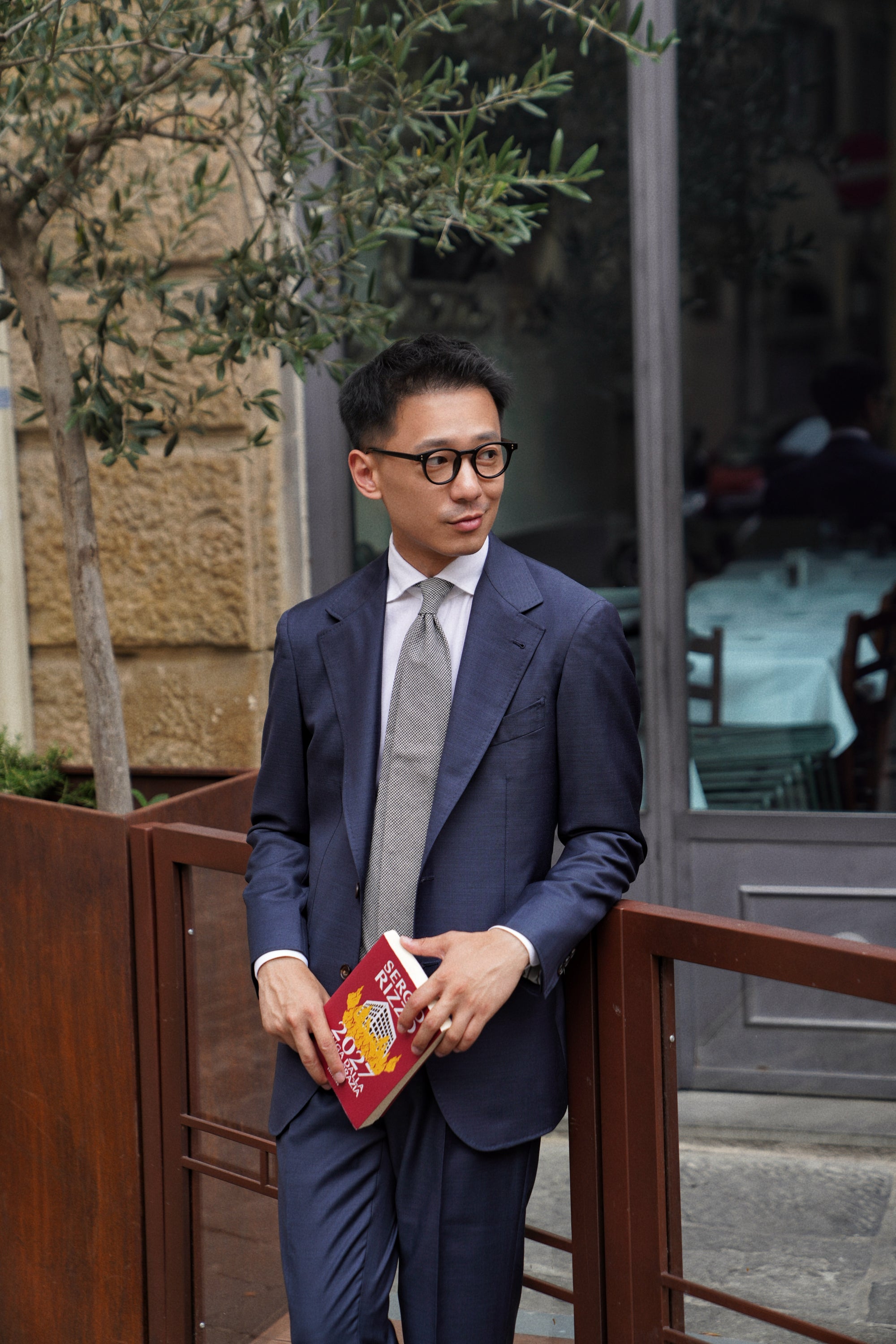 MTO Navy Sharkskin 17 Micron 130s Suit #406
