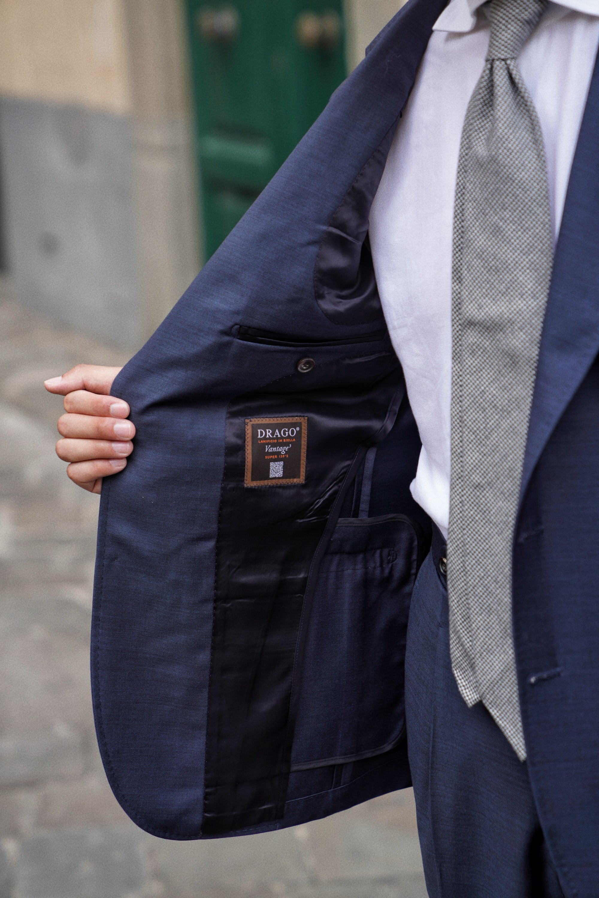 MTO Navy Sharkskin 17 Micron 130s Suit #406