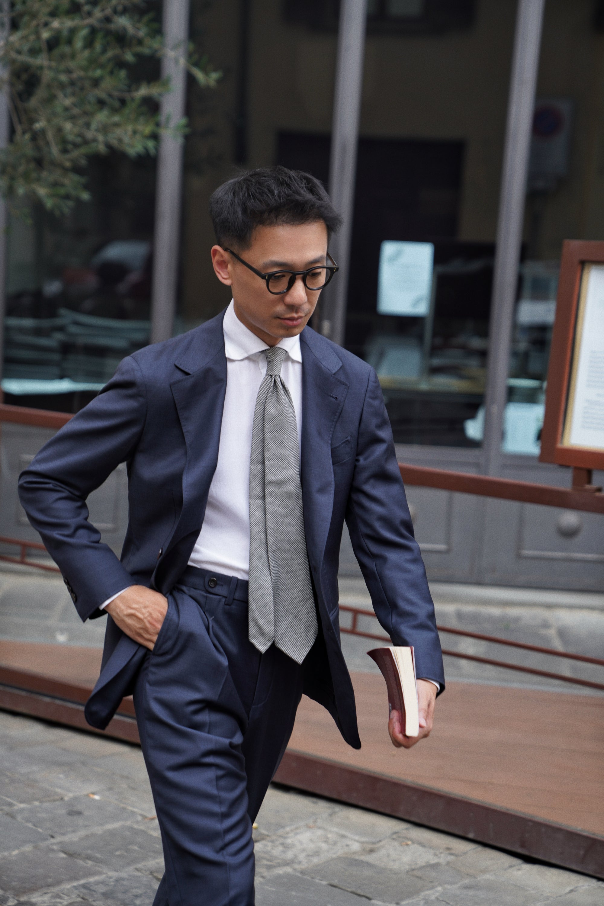 MTO Navy Sharkskin 17 Micron 130s Suit #406