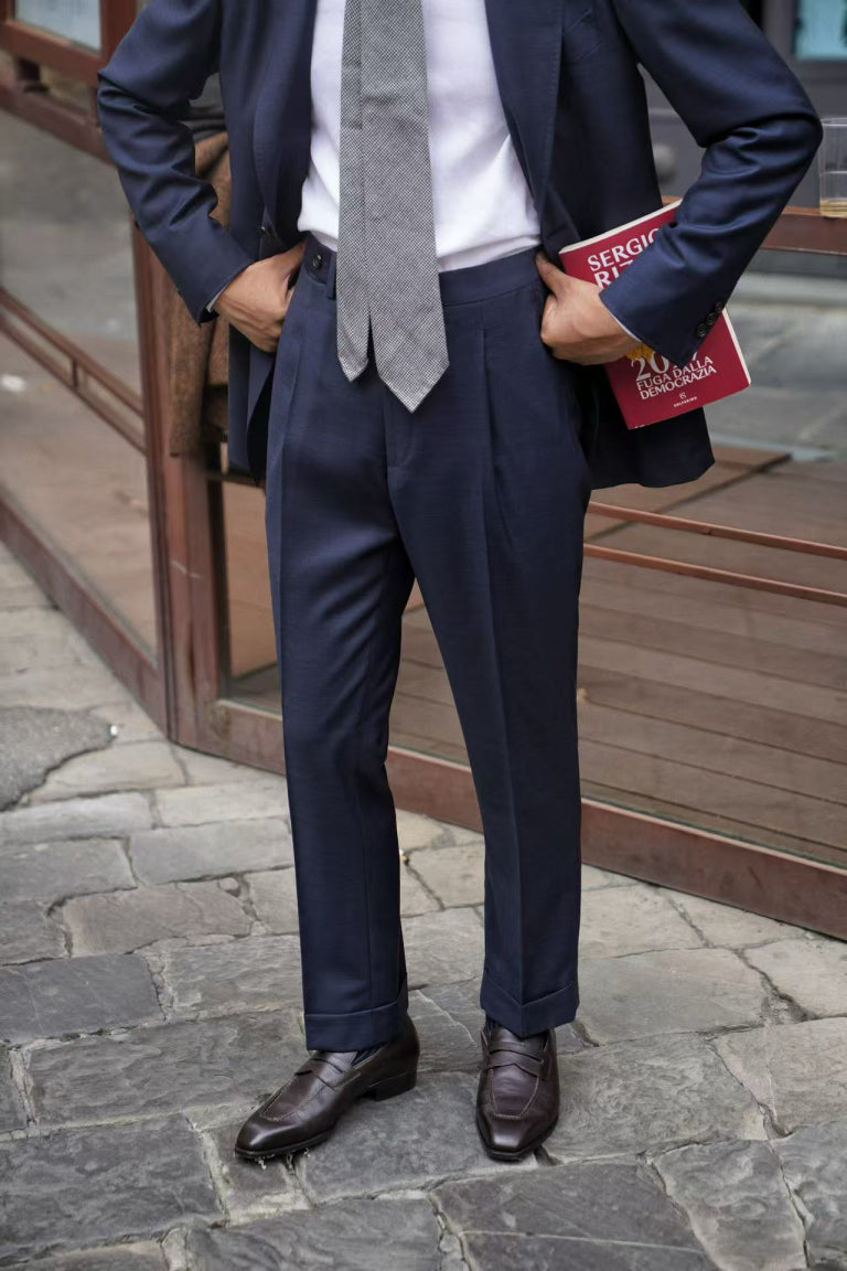 MTO Navy Sharkskin 17 Micron 130s Suit #406