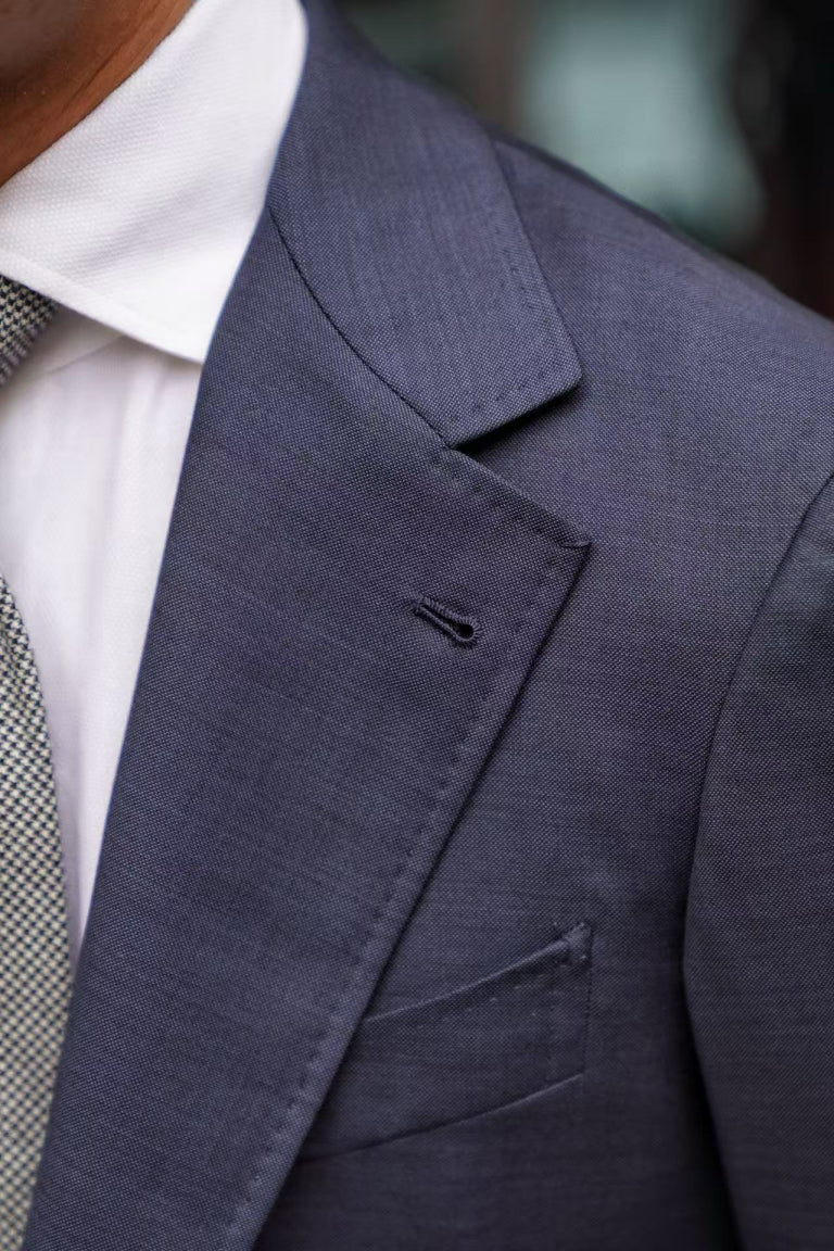 MTO Navy Sharkskin 17 Micron 130s Suit #406