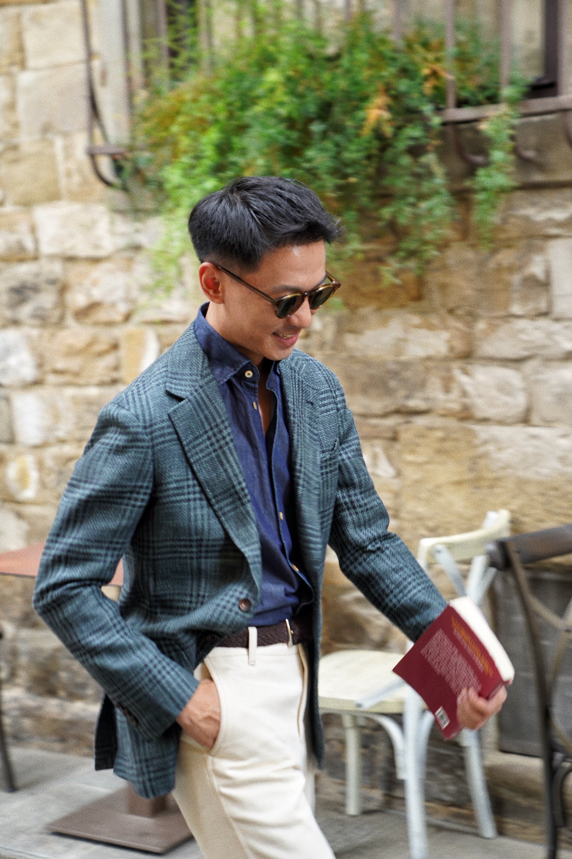 MTO Dark Green Plaid Linen Cotton Jacket