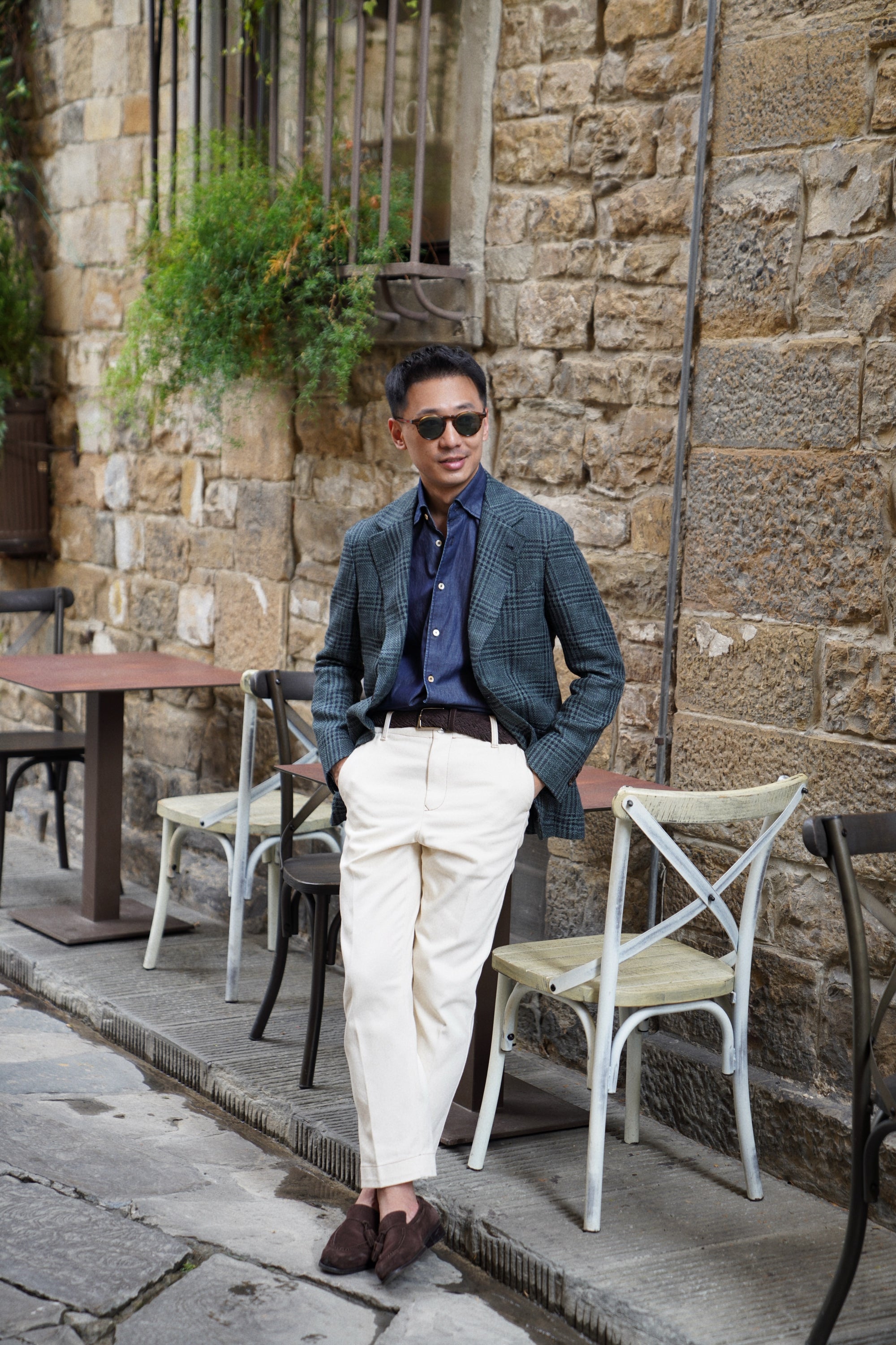 MTO Dark Green Plaid Linen Cotton Jacket