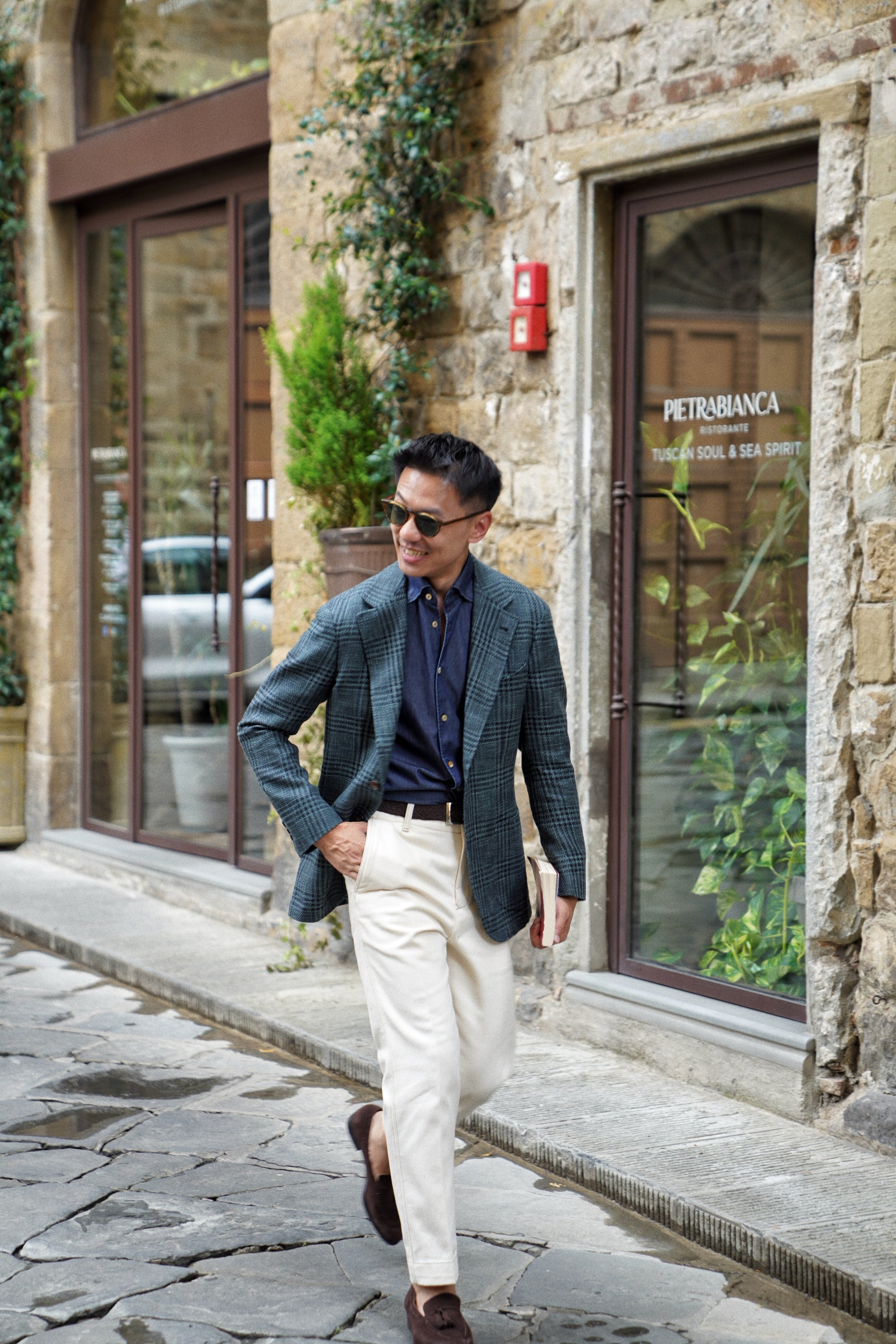 MTO Dark Green Plaid Linen Cotton Jacket