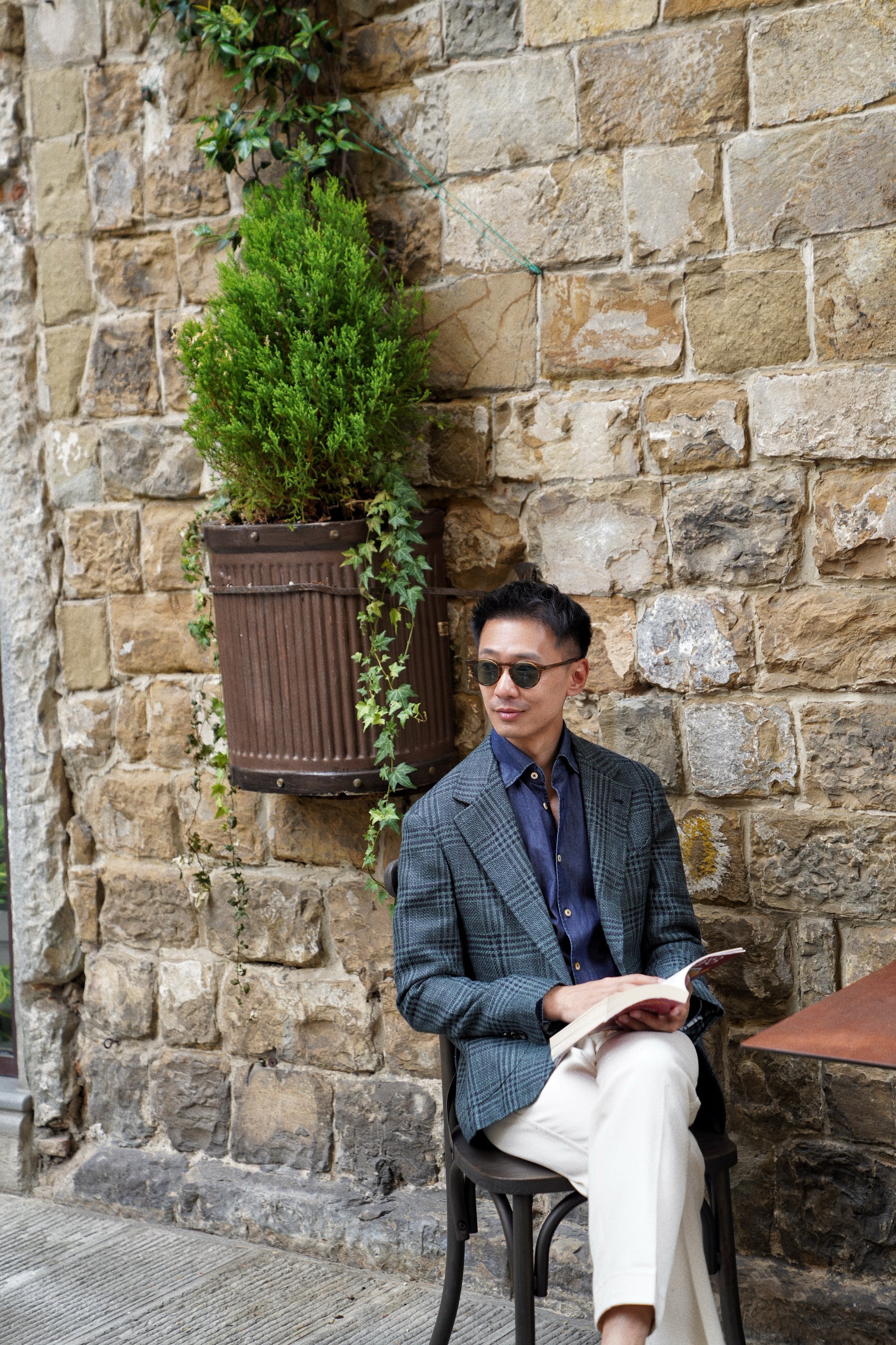 MTO Dark Green Plaid Linen Cotton Jacket