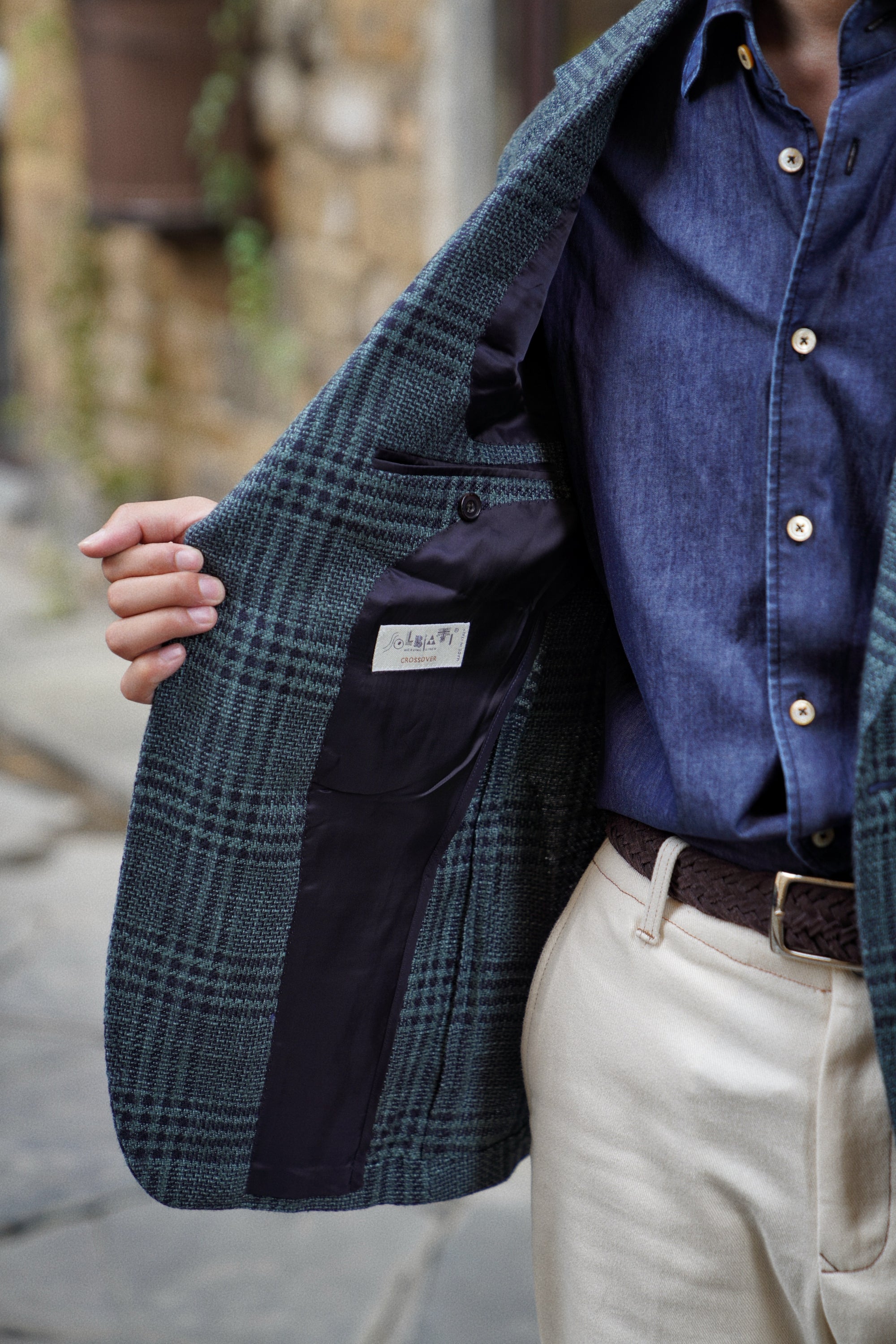 MTO Dark Green Plaid Linen Cotton Jacket