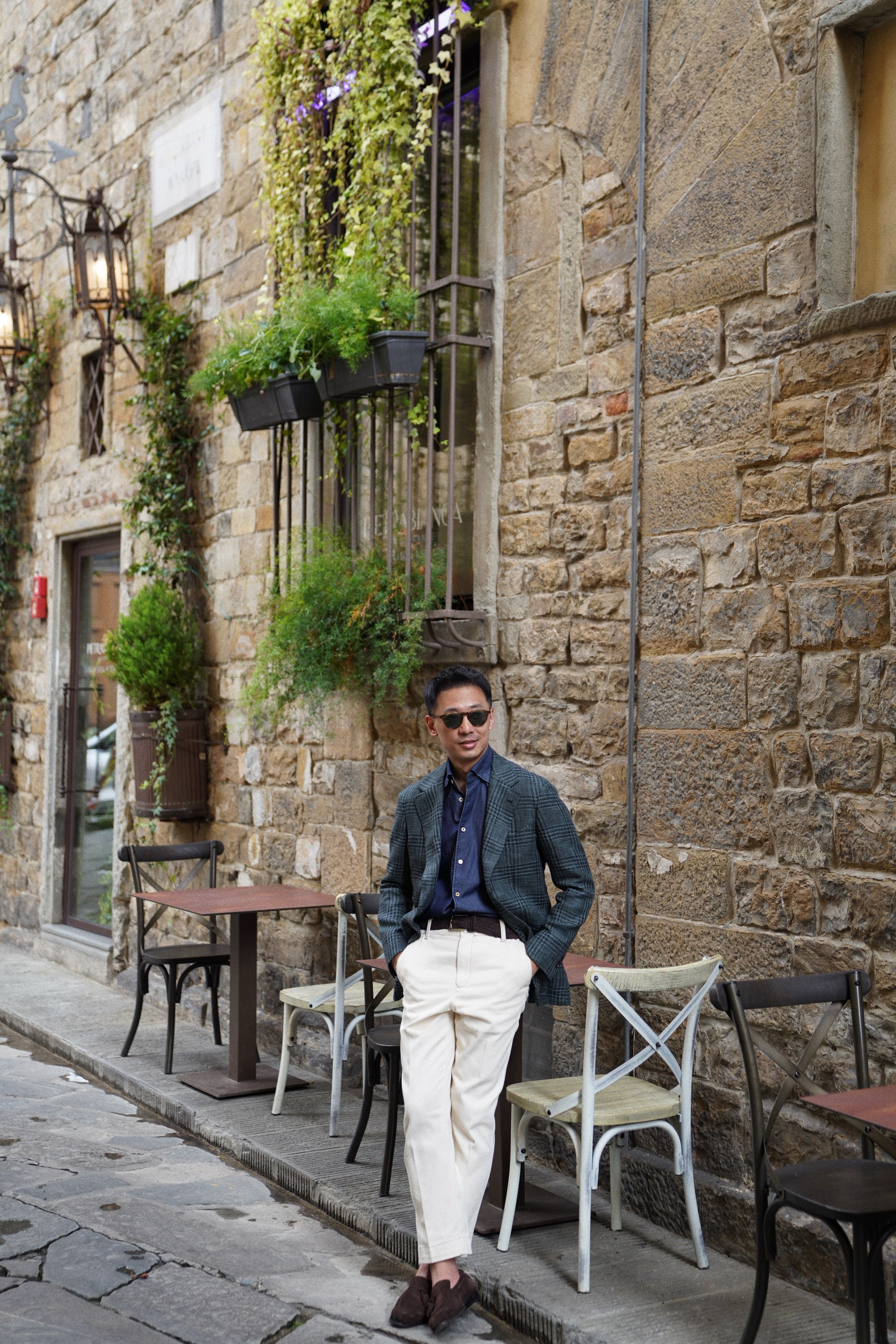 MTO Dark Green Plaid Linen Cotton Jacket