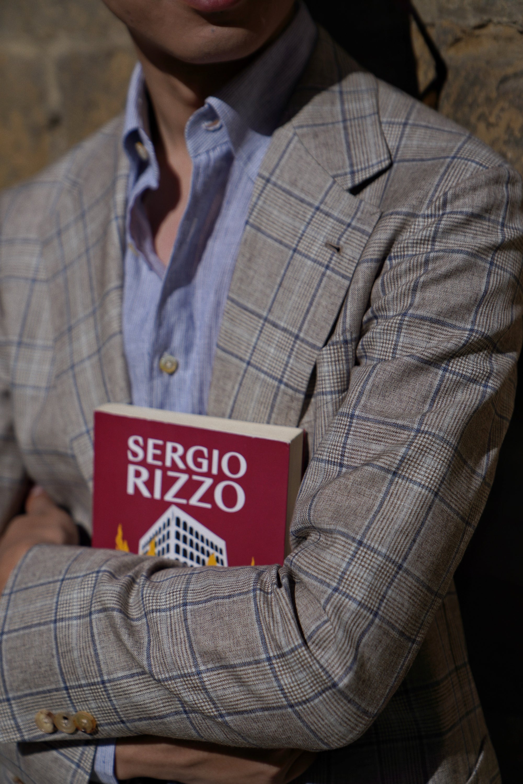 MTO Light Brown Glen Check Silk Cotton Wool Jacket #669