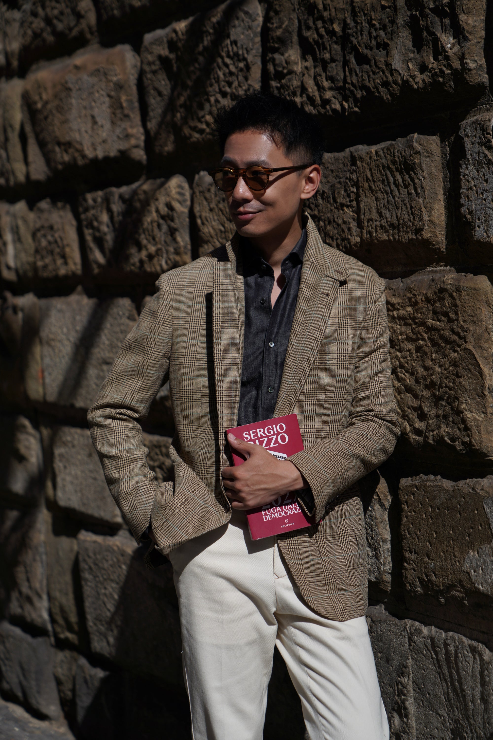 MTO Mocha Glen Check Linen Cotton Jacket #647