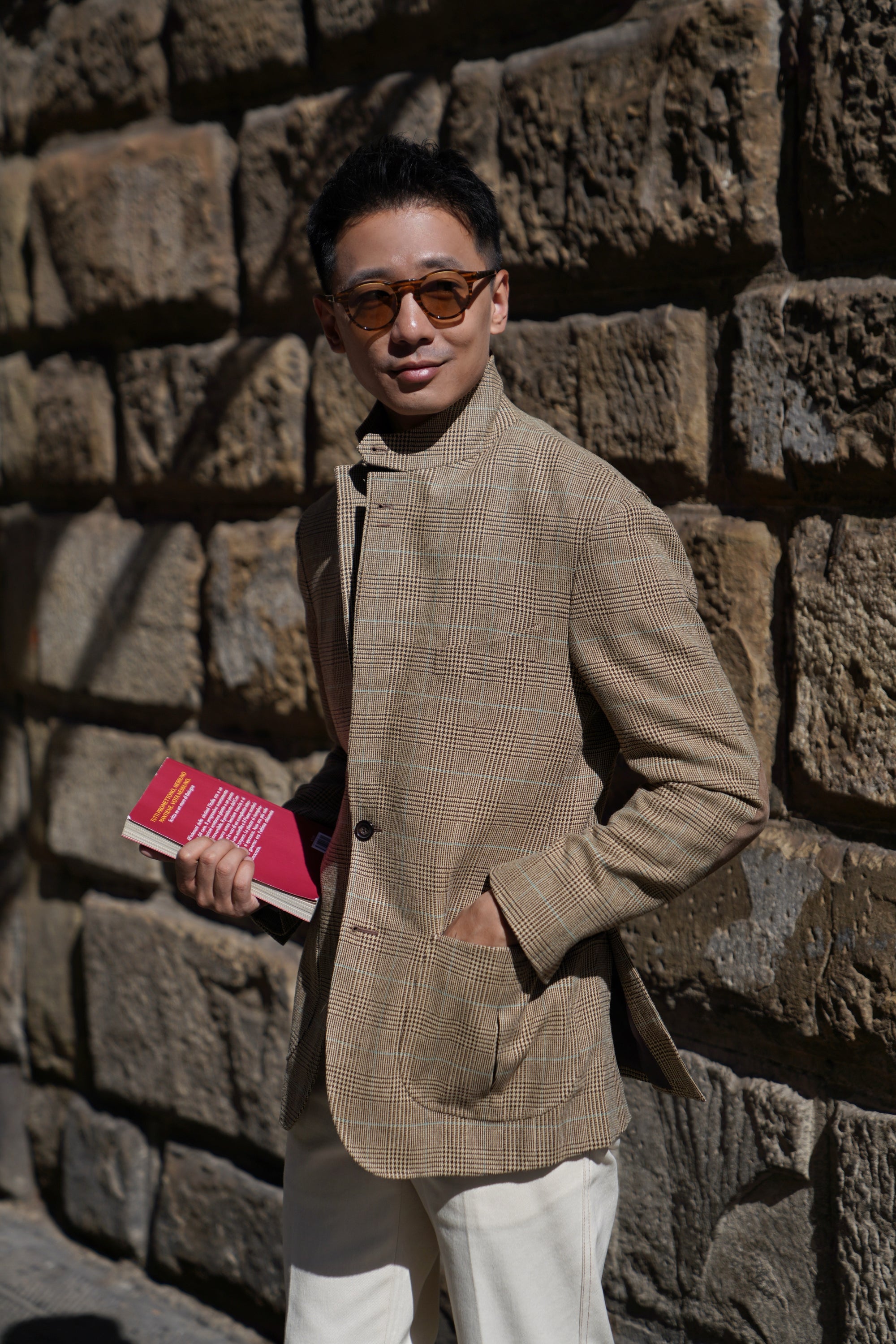 MTO Mocha Glen Check Linen Cotton Jacket #647
