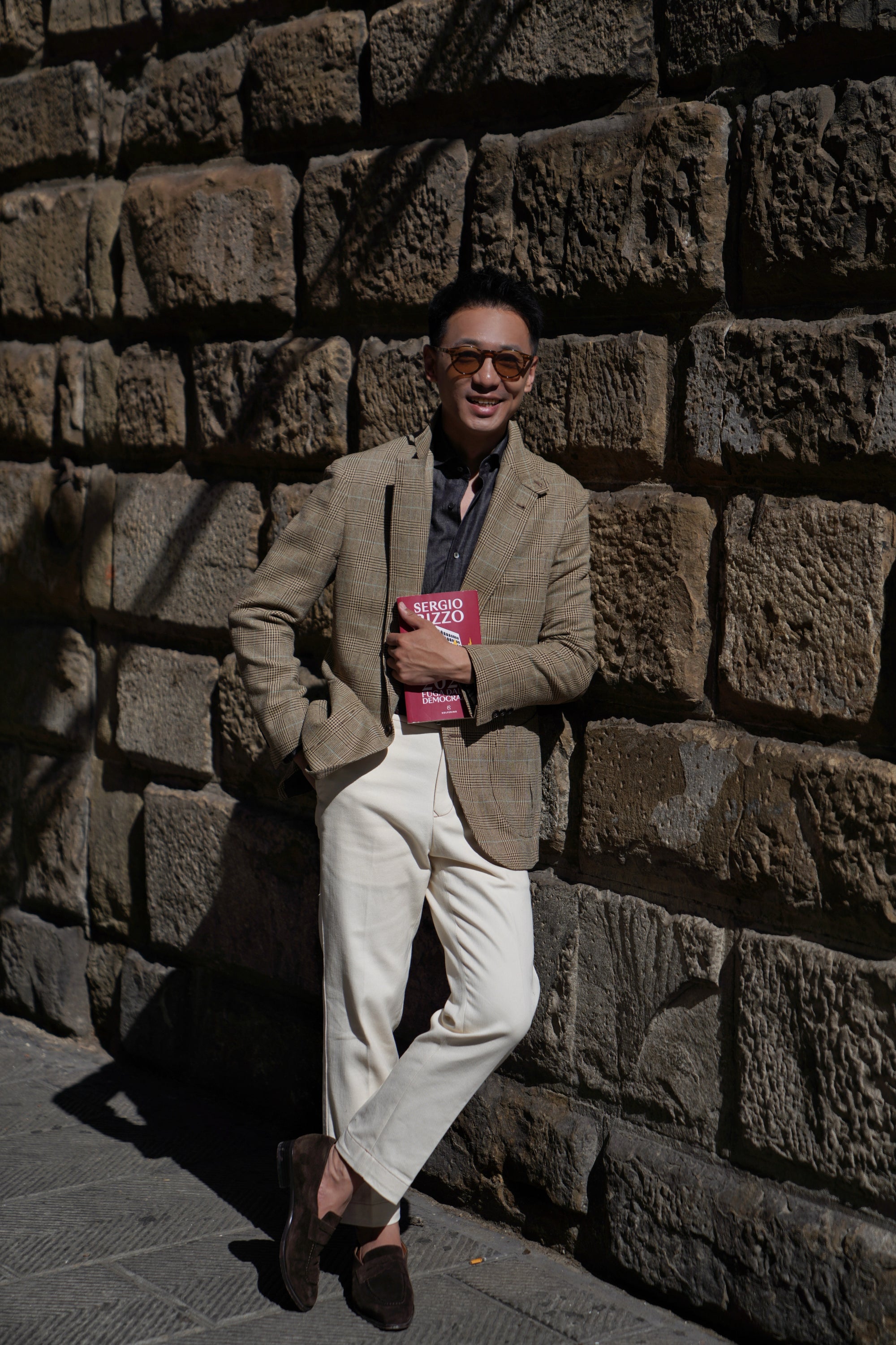 MTO Mocha Glen Check Linen Cotton Jacket #647