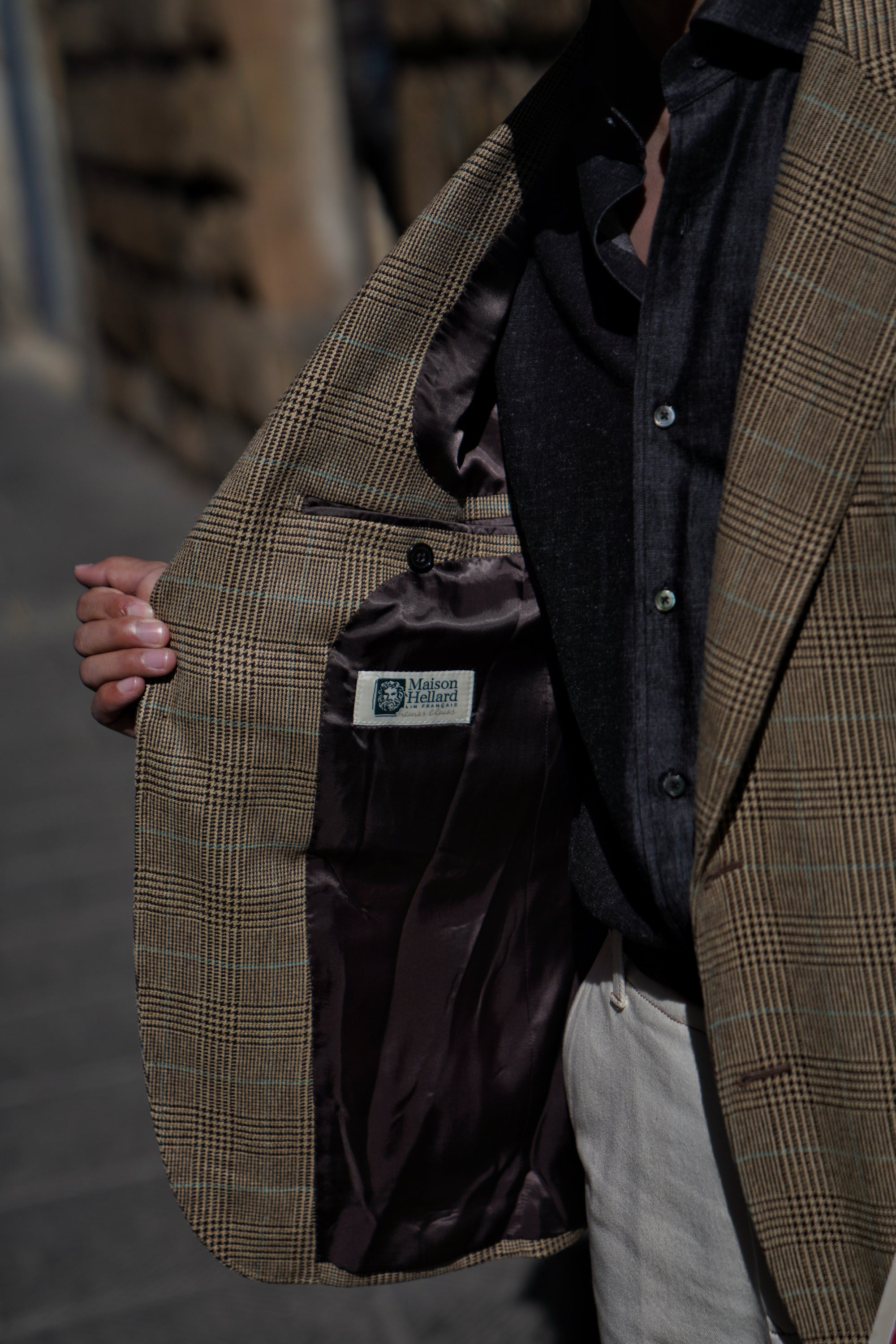 MTO Mocha Glen Check Linen Cotton Jacket #647