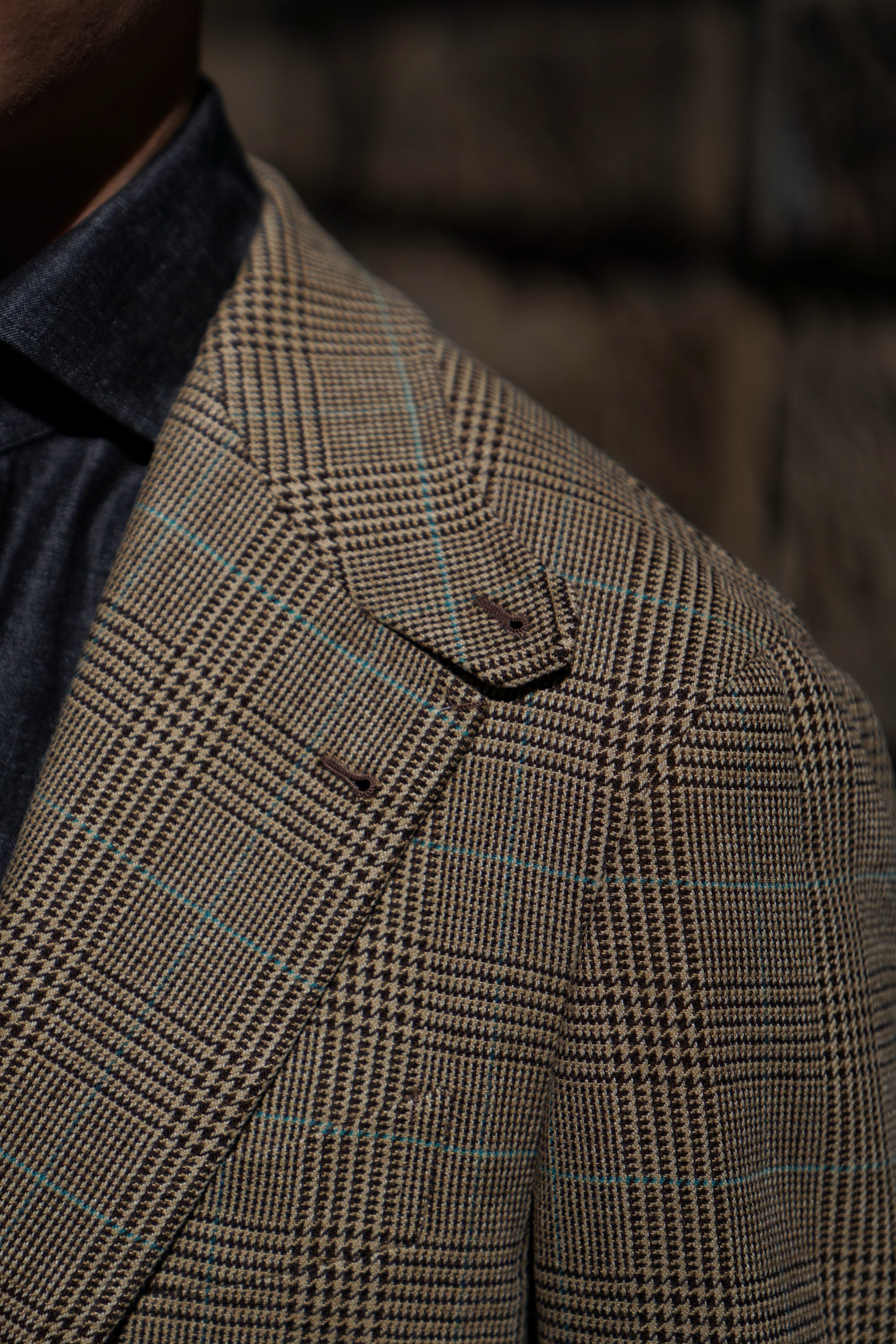 MTO Mocha Glen Check Linen Cotton Jacket #647