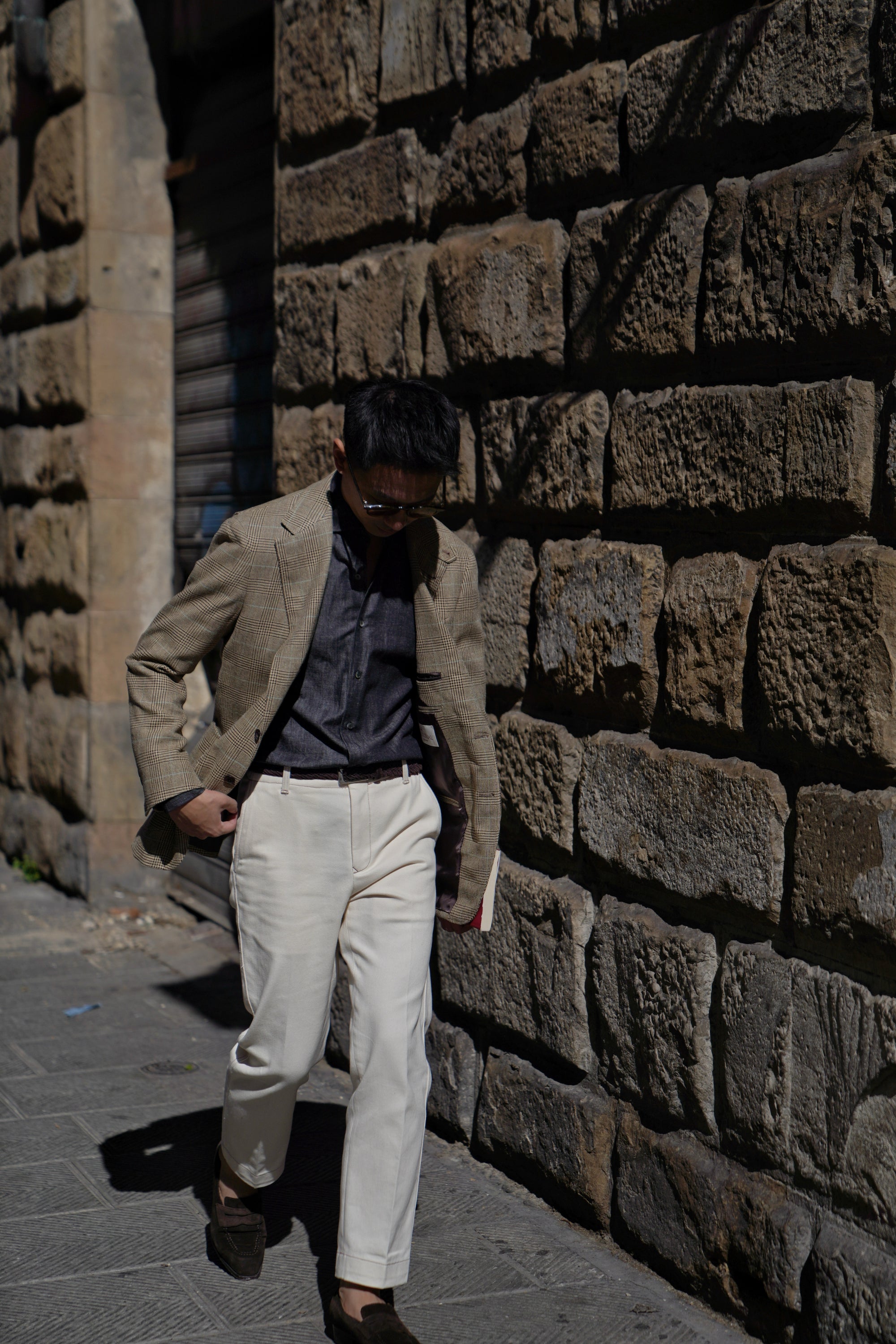 MTO Mocha Glen Check Linen Cotton Jacket #647
