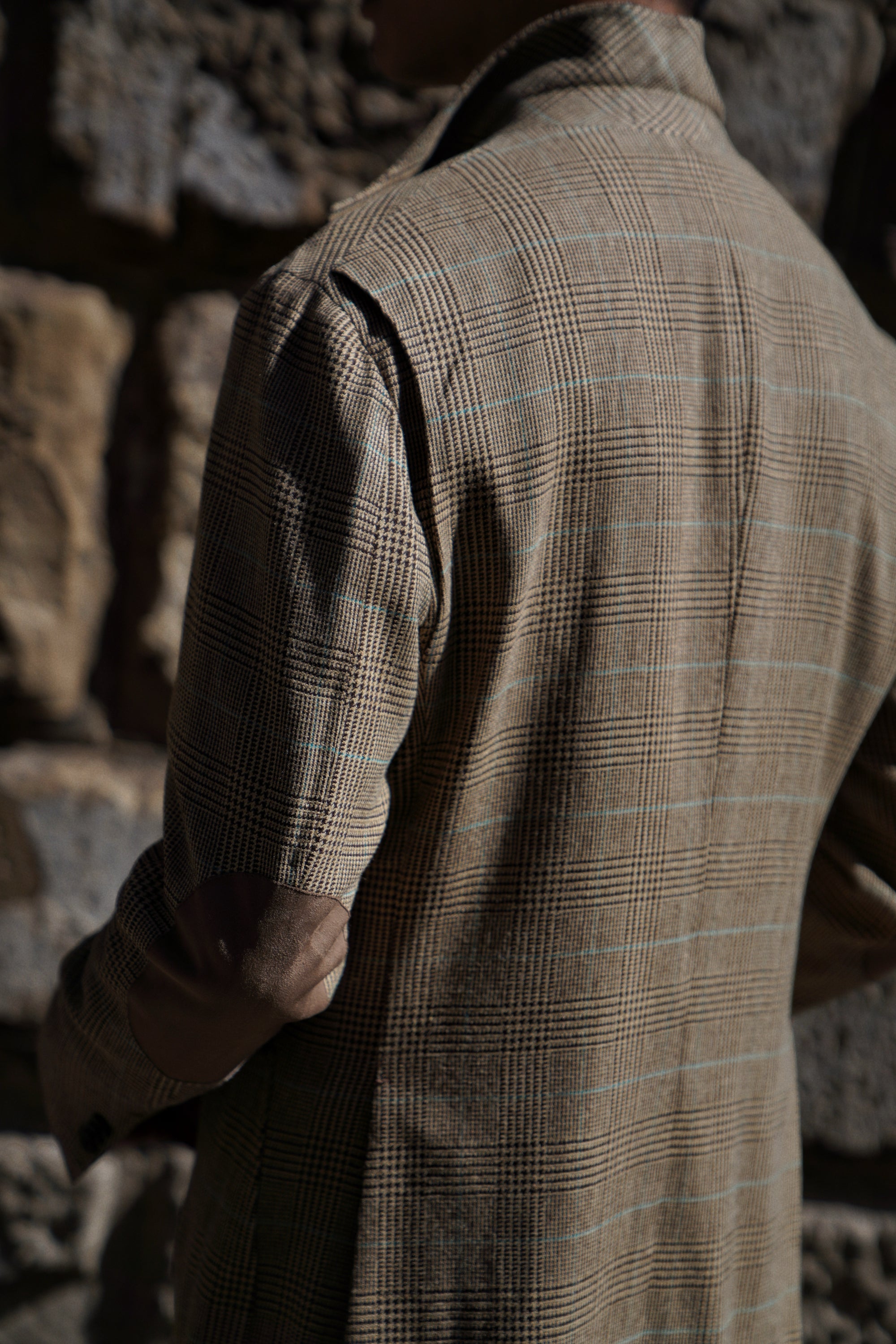 MTO Mocha Glen Check Linen Cotton Jacket #647