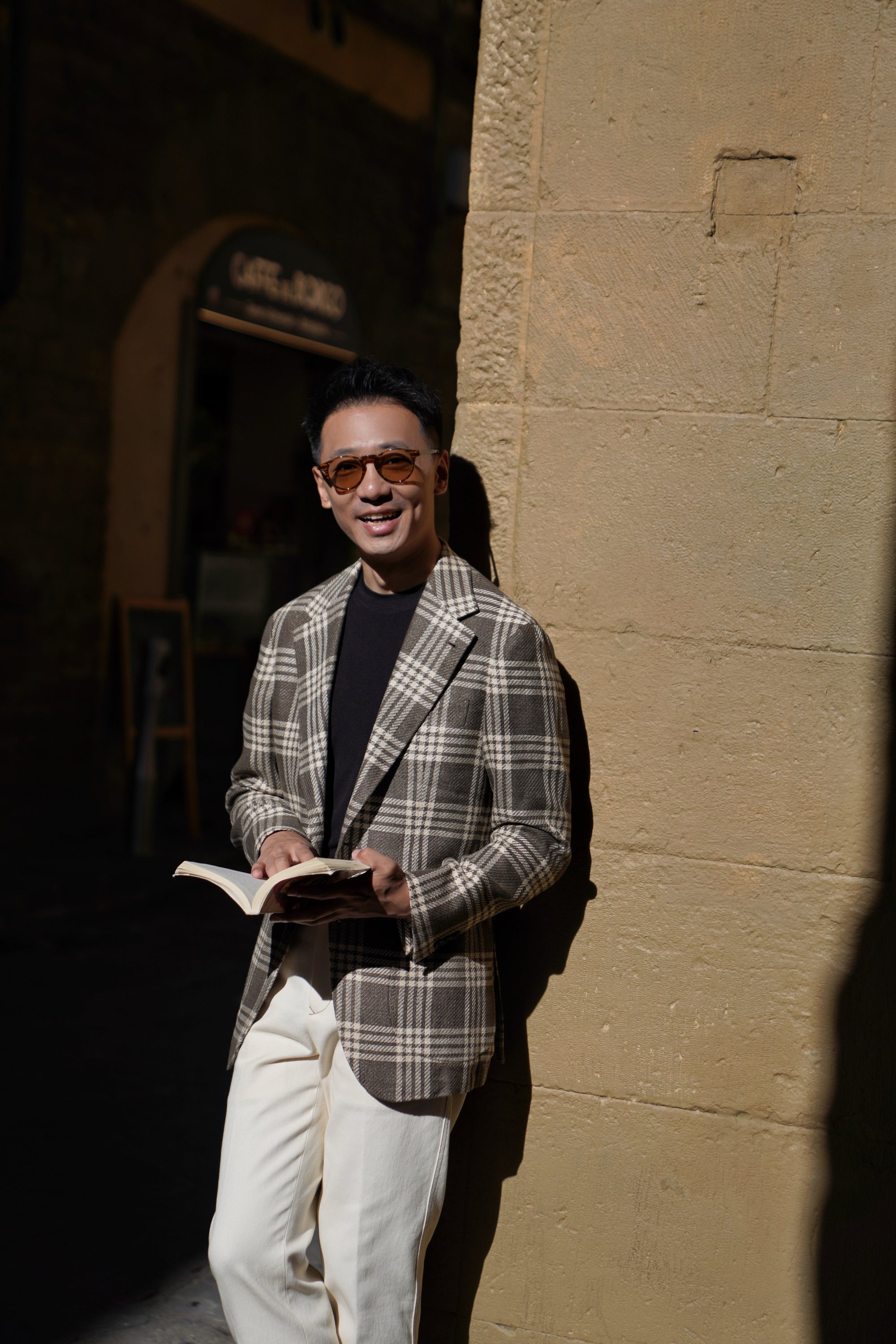 MTO Khaki Plaid Linen Cotton Jacket
