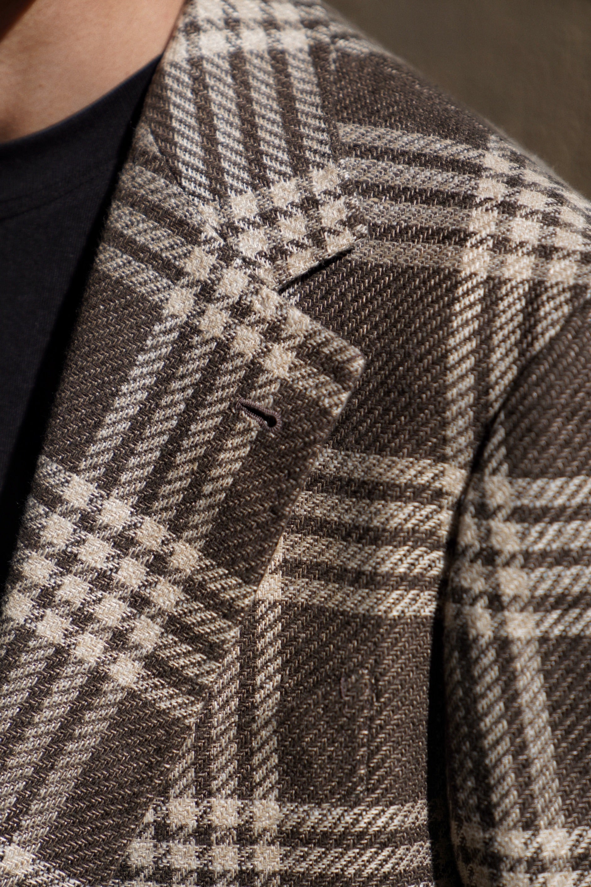 MTO Khaki Plaid Linen Cotton Jacket