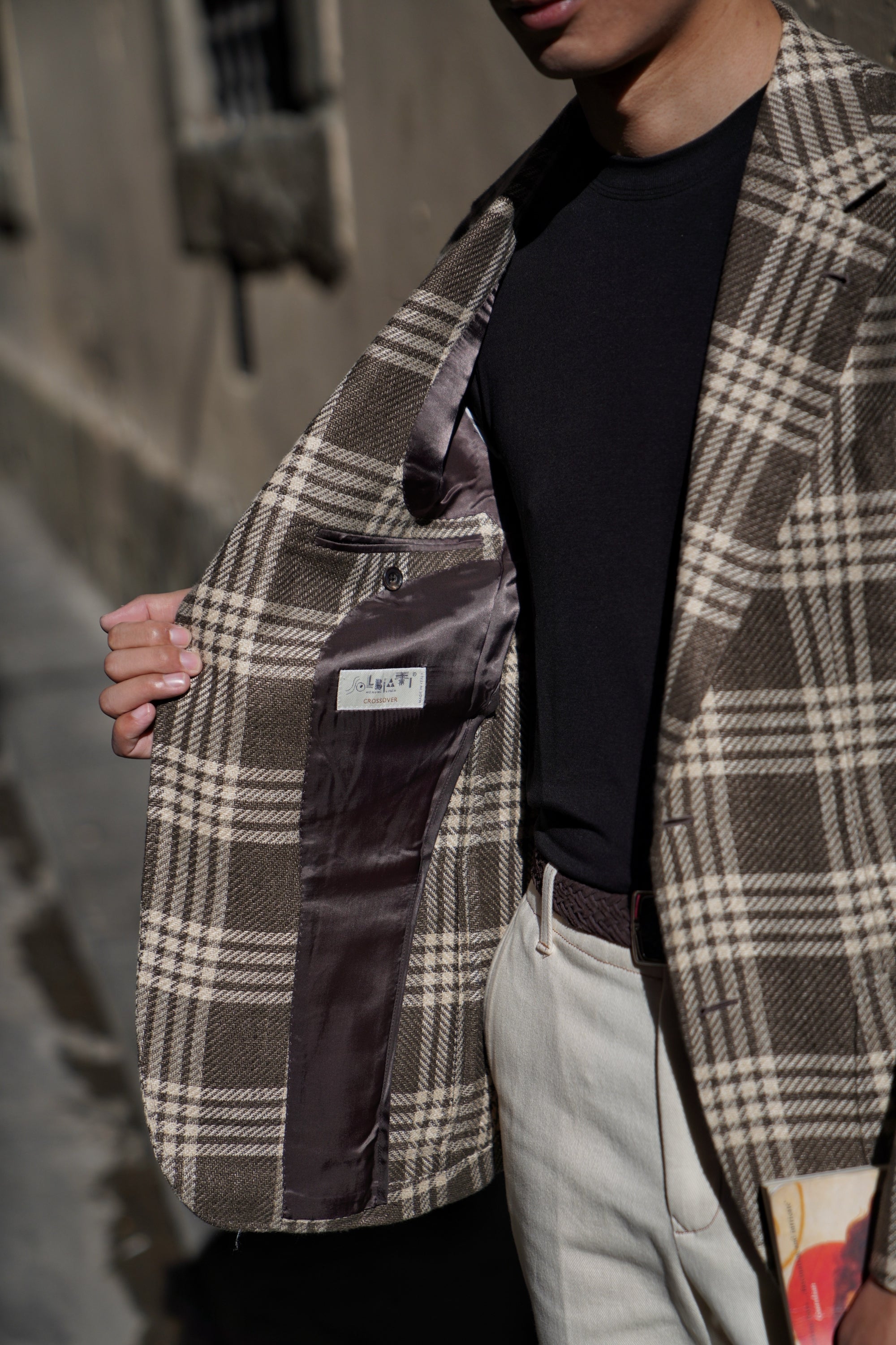 MTO Khaki Plaid Linen Cotton Jacket