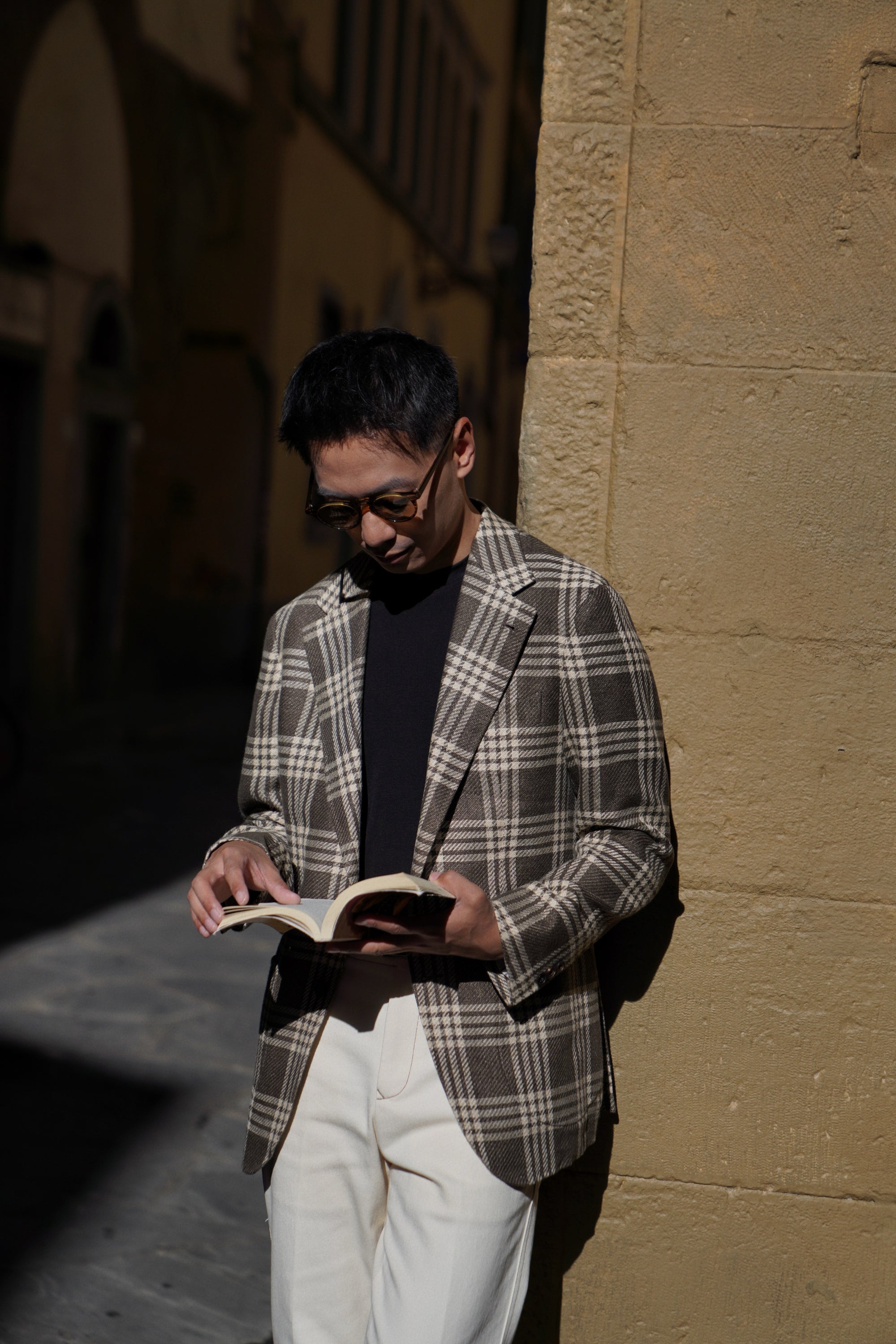 MTO Khaki Plaid Linen Cotton Jacket