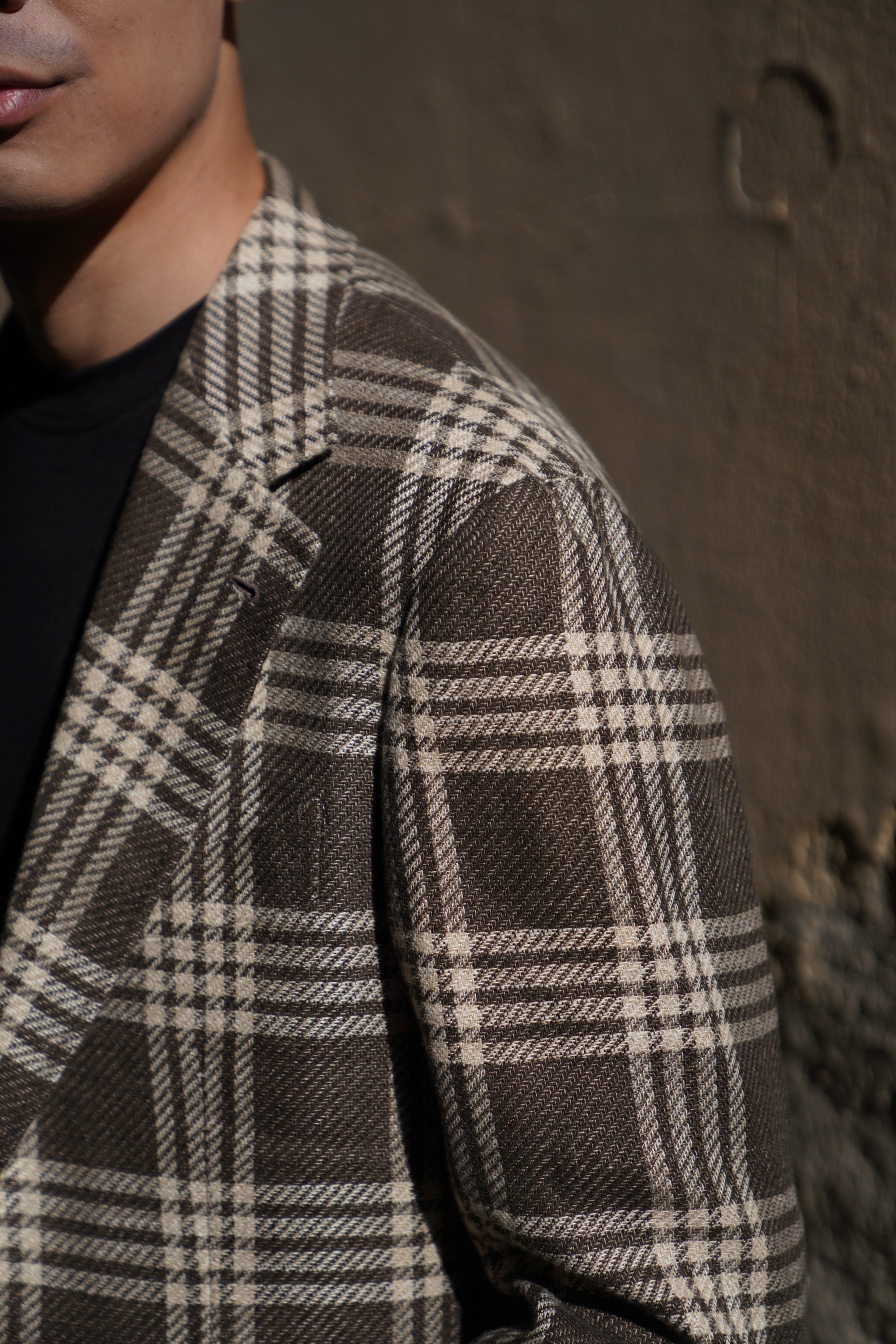 MTO Khaki Plaid Linen Cotton Jacket