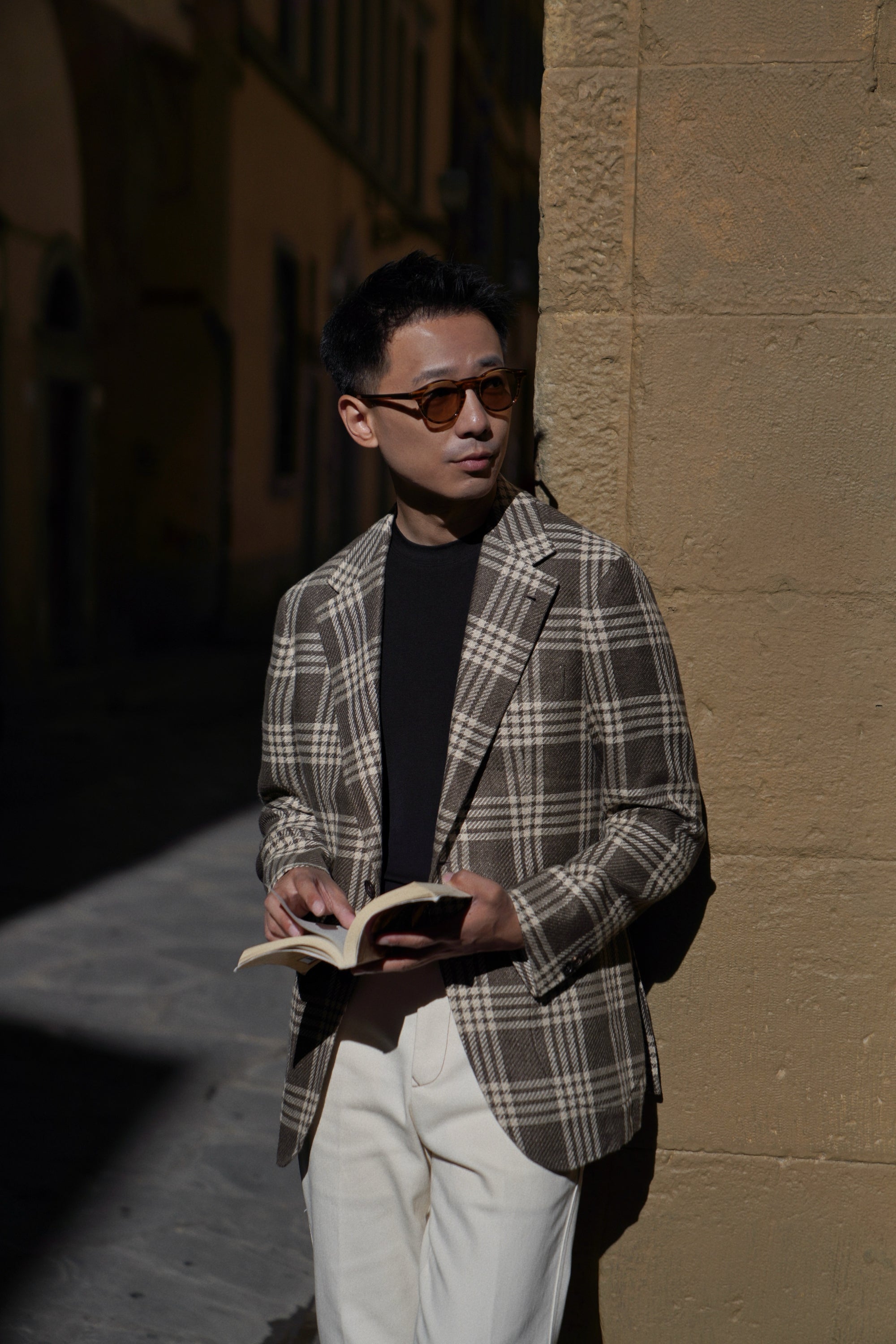 MTO Khaki Plaid Linen Cotton Jacket