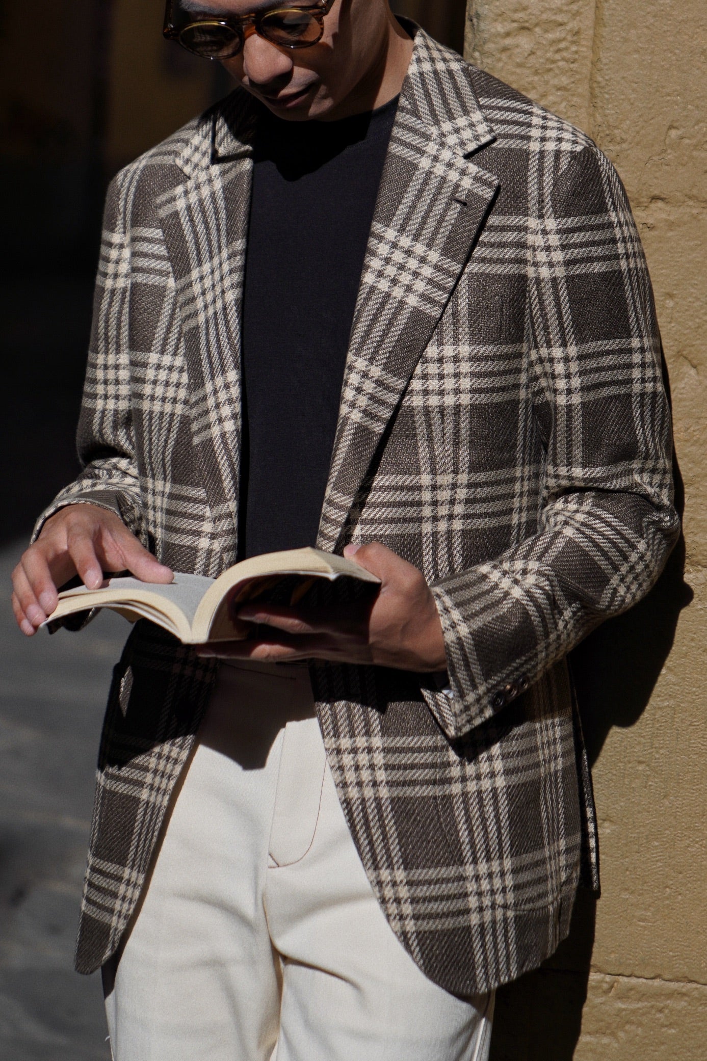 MTO Khaki Plaid Linen Cotton Jacket