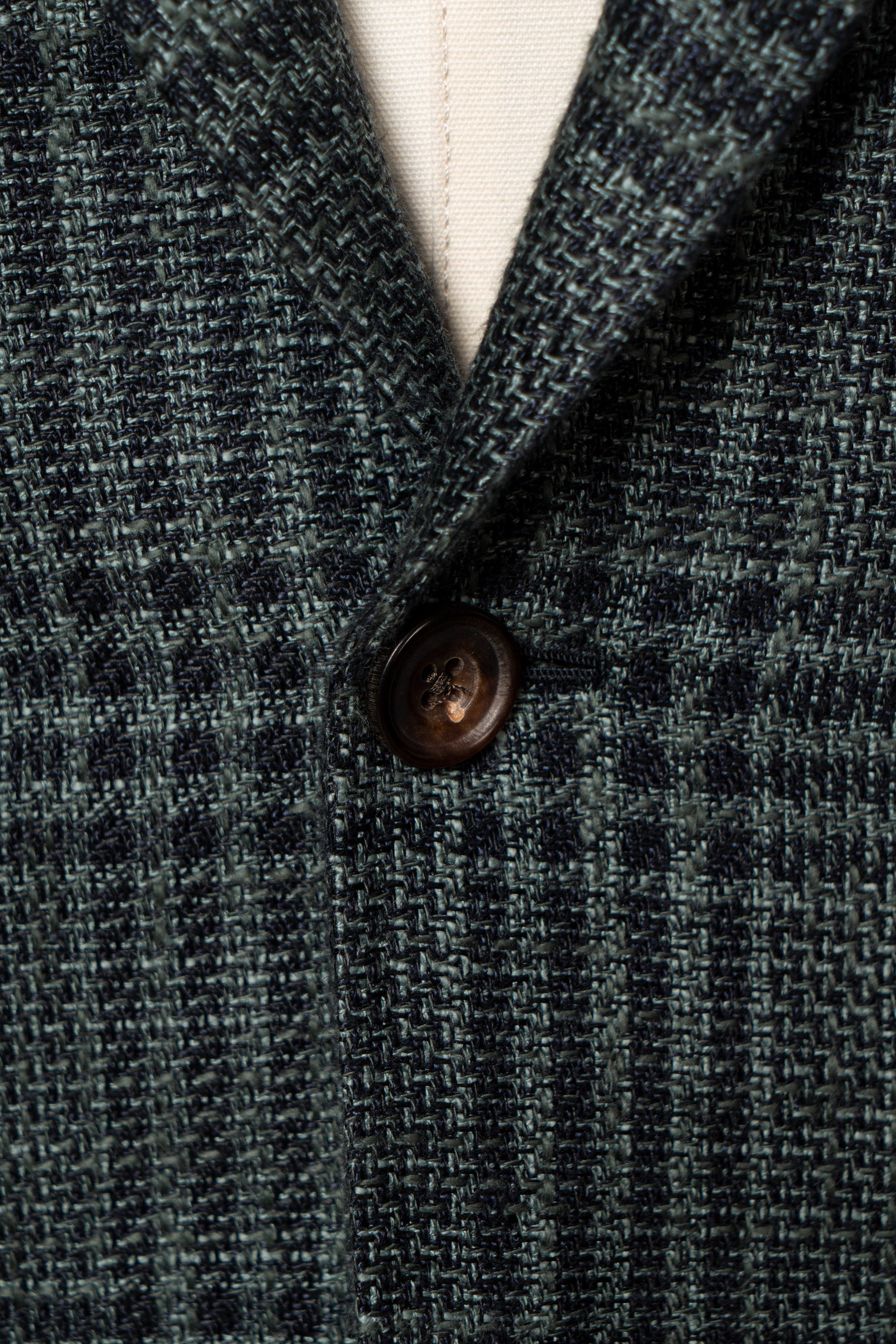 MTO Dark Green Plaid Linen Cotton Jacket