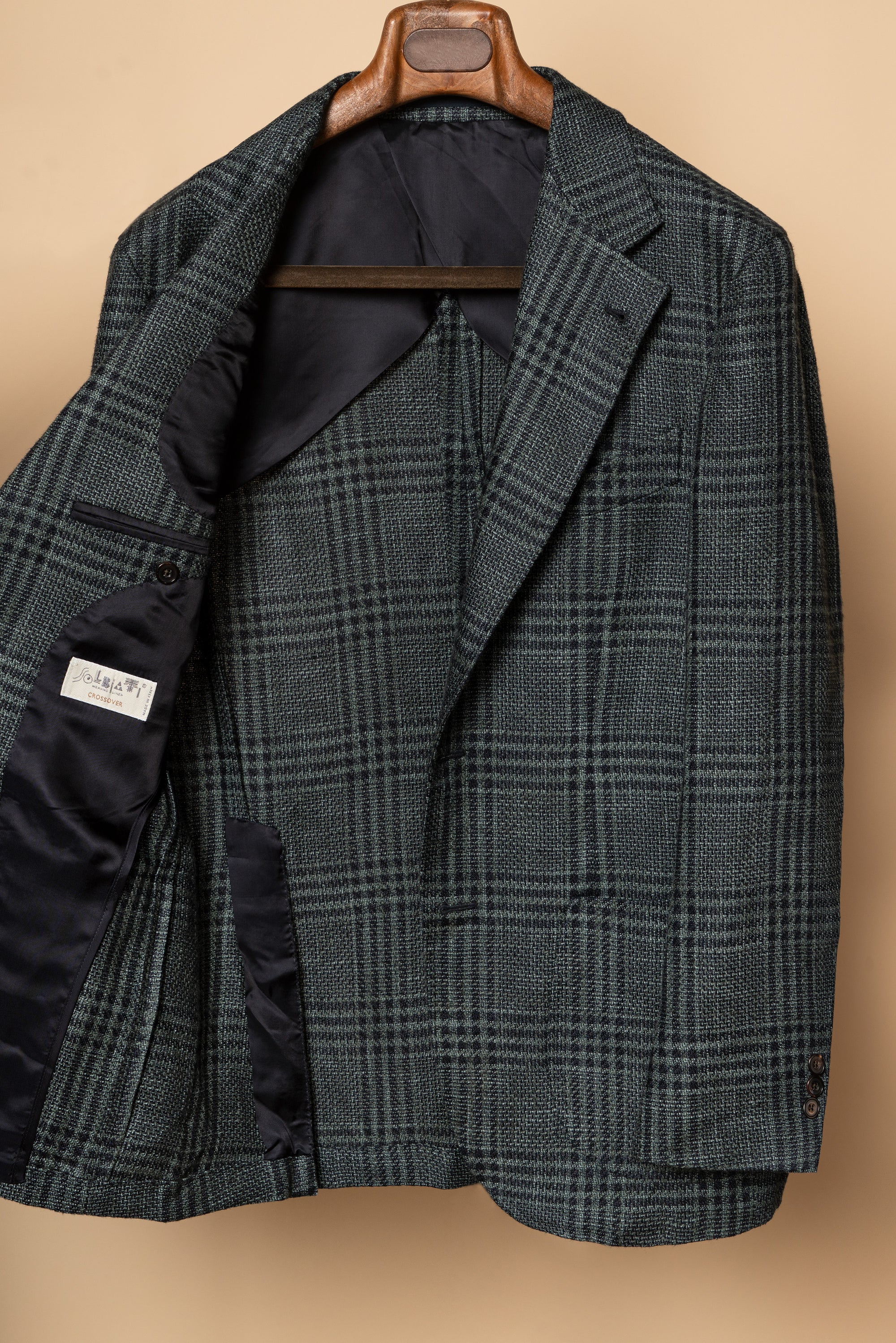 MTO Dark Green Plaid Linen Cotton Jacket