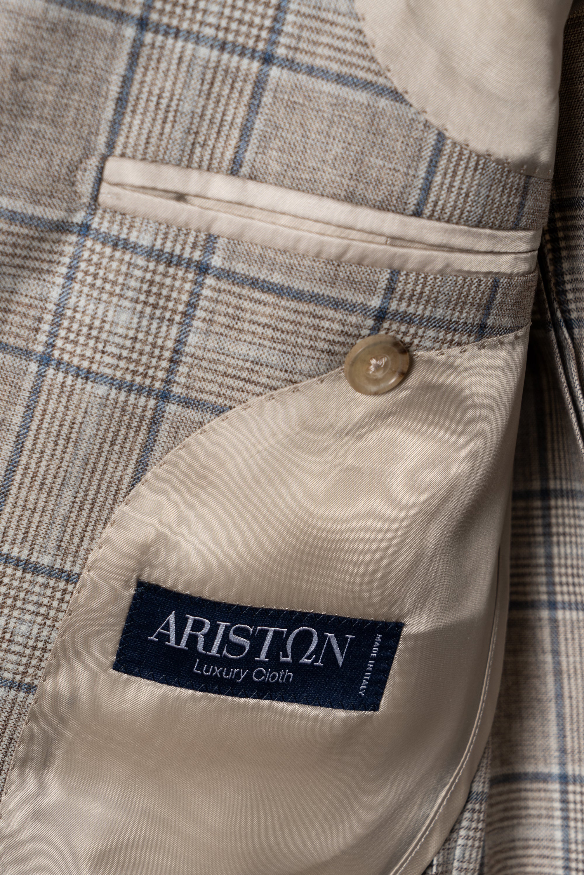 MTO Light Brown Glen Check Silk Cotton Wool Jacket #669