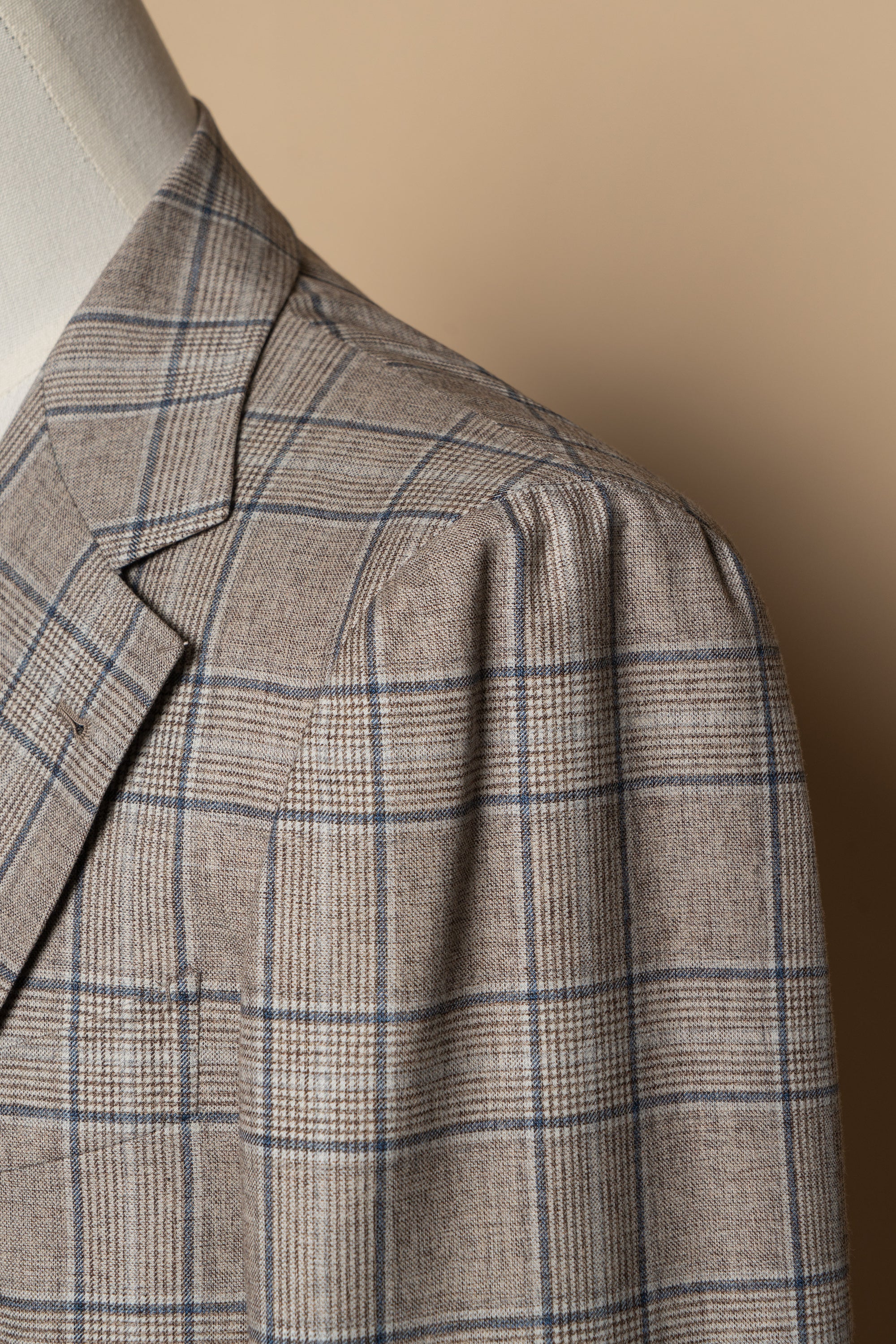 MTO Light Brown Glen Check Silk Cotton Wool Jacket #669