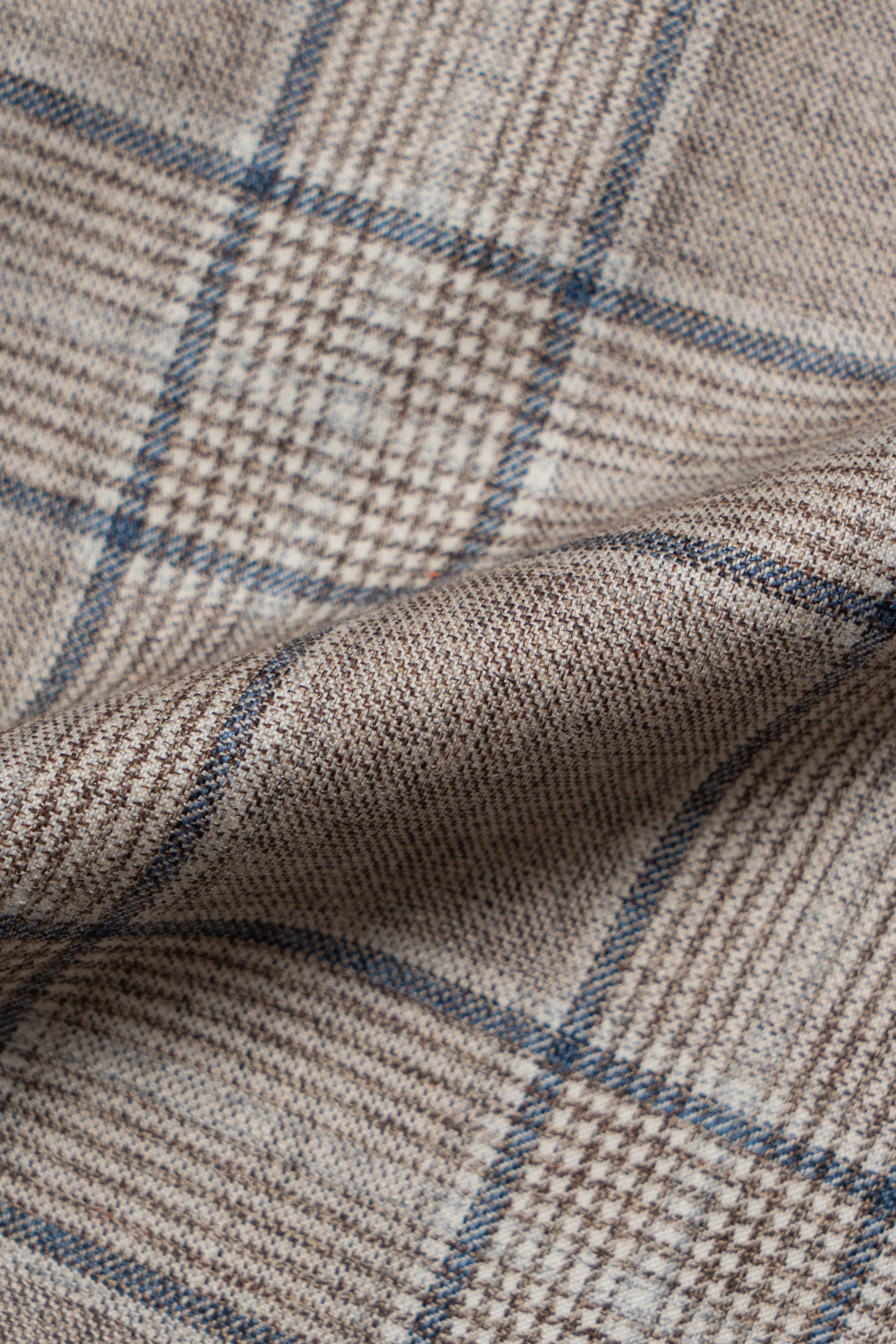 MTO Light Brown Glen Check Silk Cotton Wool Jacket #669