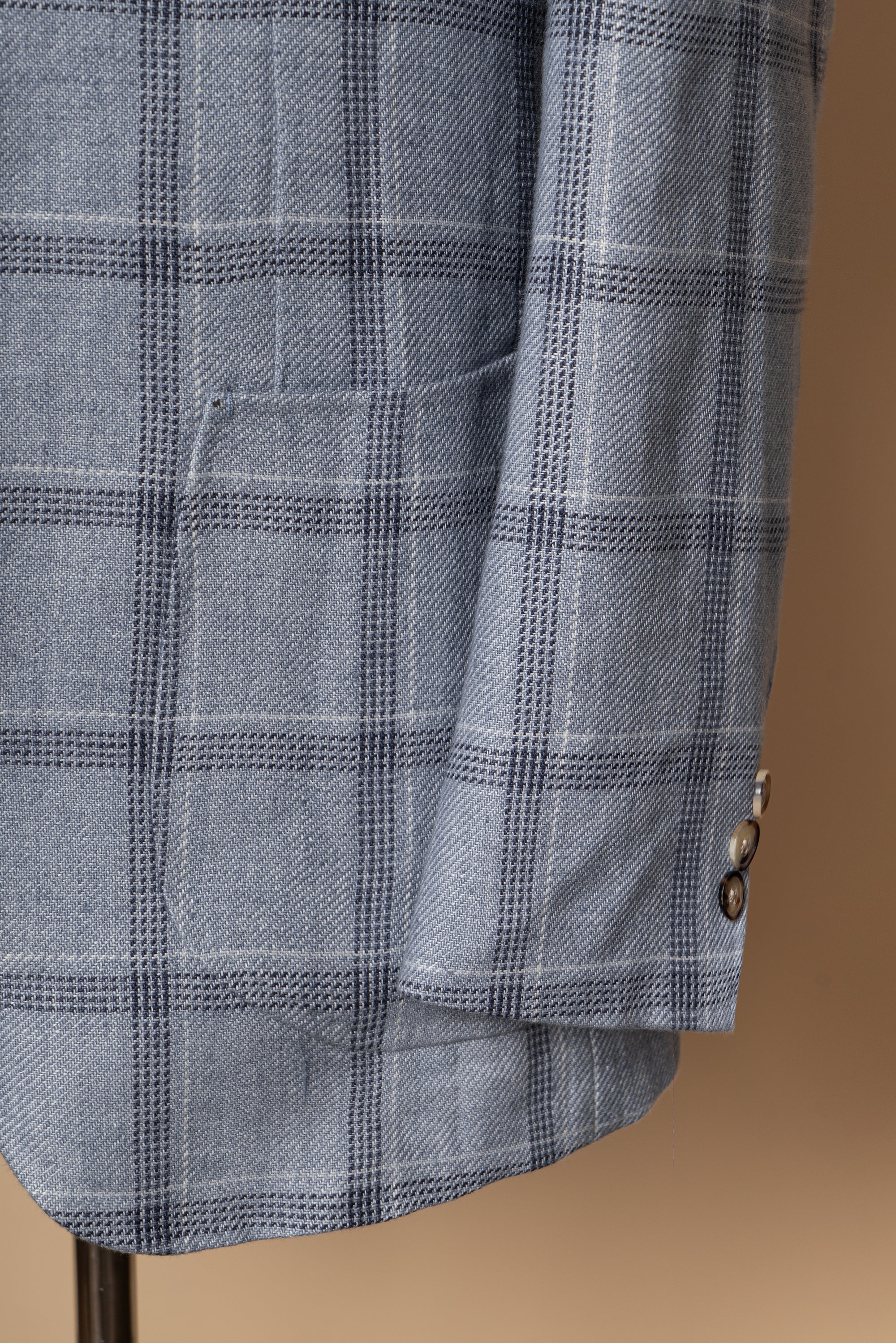 MTO Pale Blue Windowpane Linen Jacket