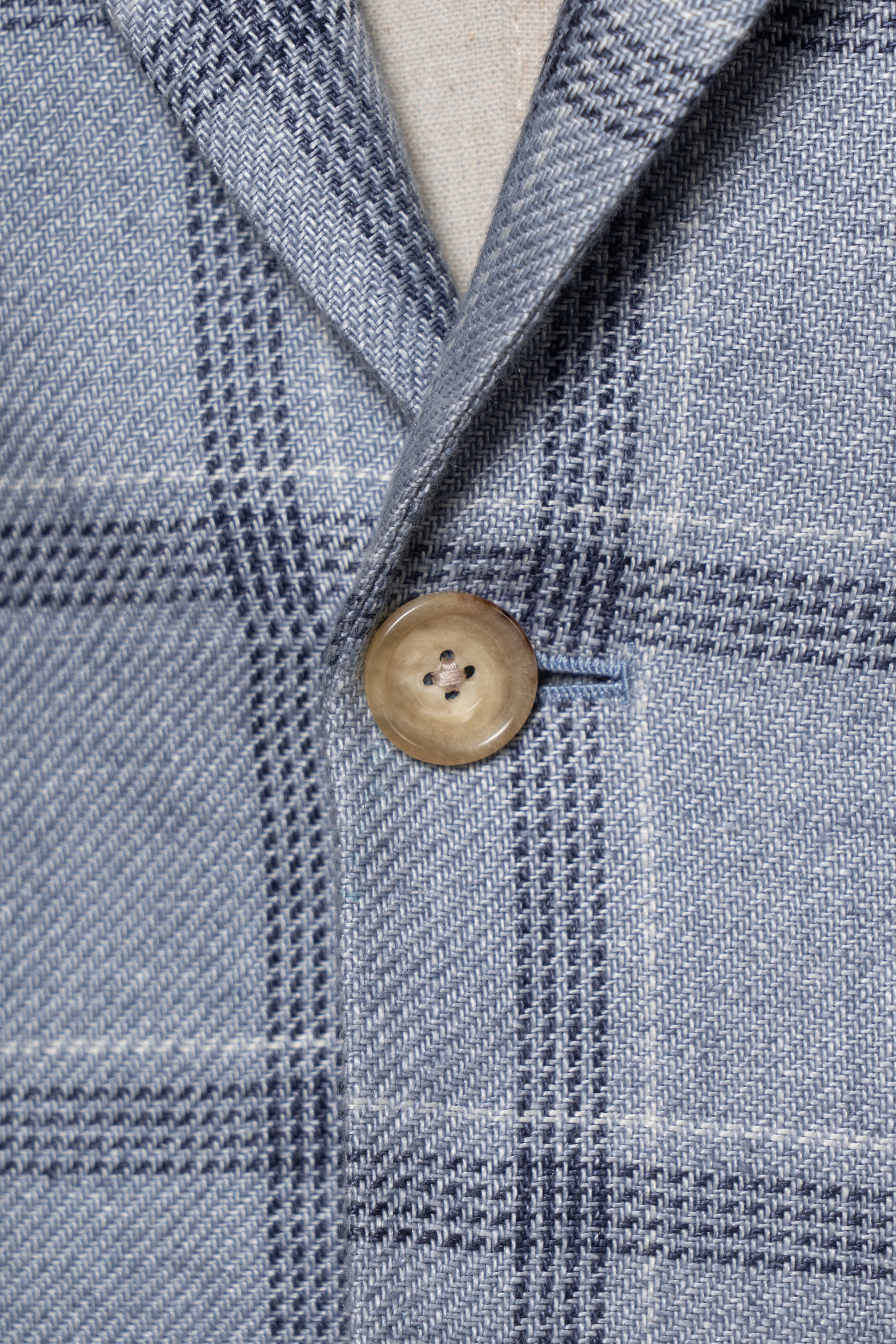MTO Pale Blue Windowpane Linen Jacket