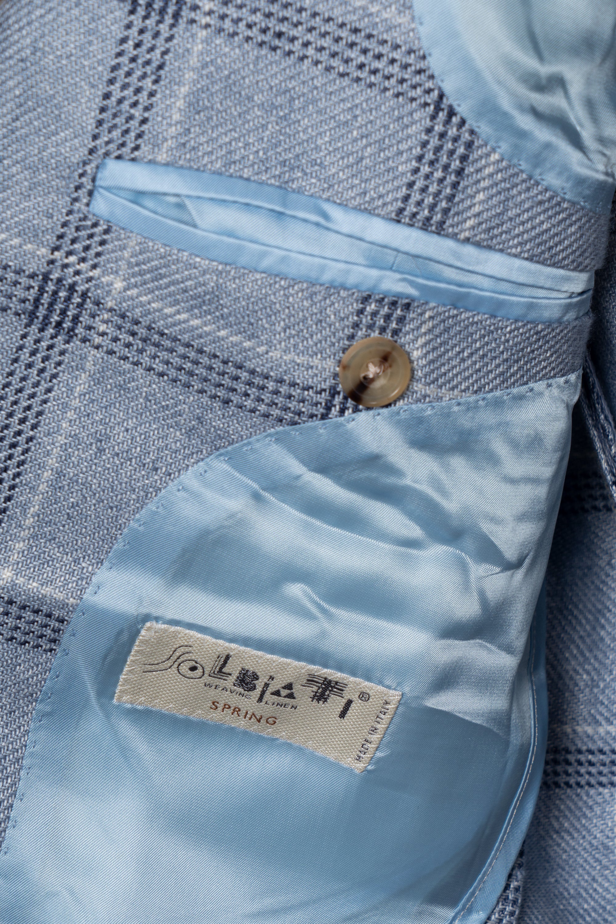 MTO Pale Blue Windowpane Linen Jacket