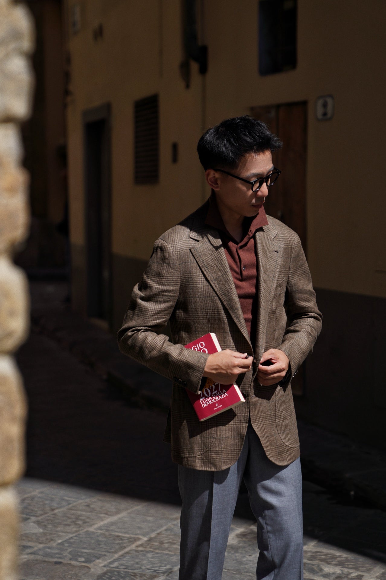 MTO Brown Green Glen Check Linen Jacket #497
