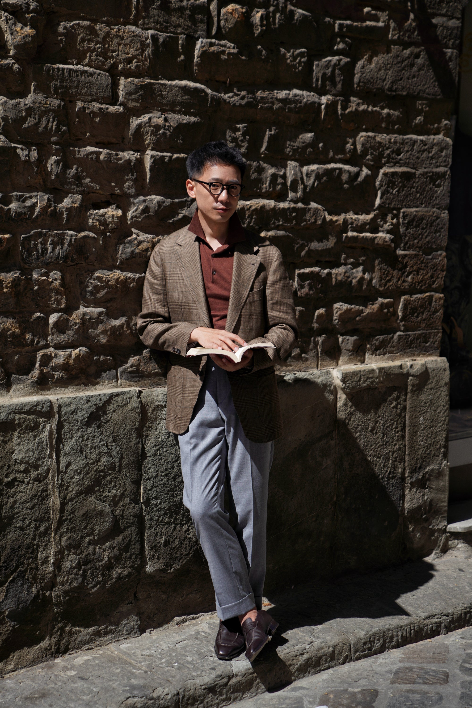 MTO Brown Green Glen Check Linen Jacket #497