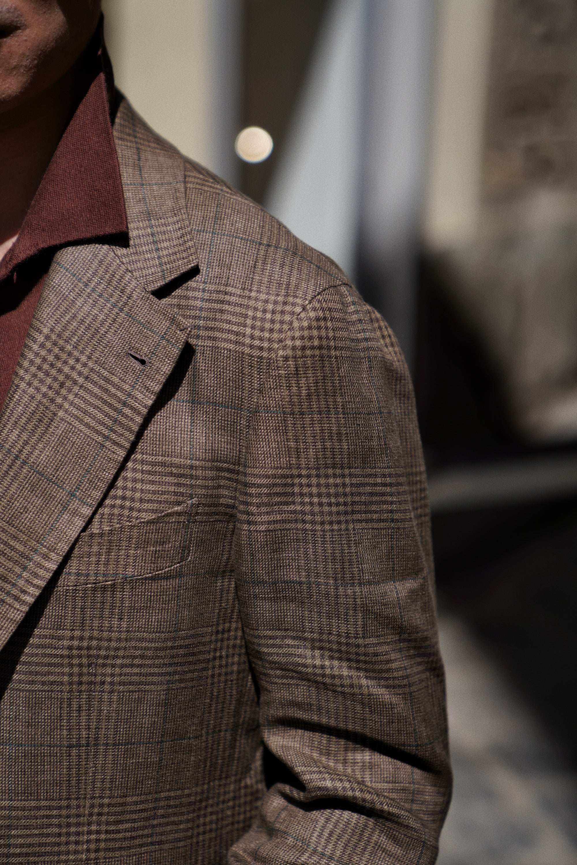 MTO Brown Green Glen Check Linen Jacket #497