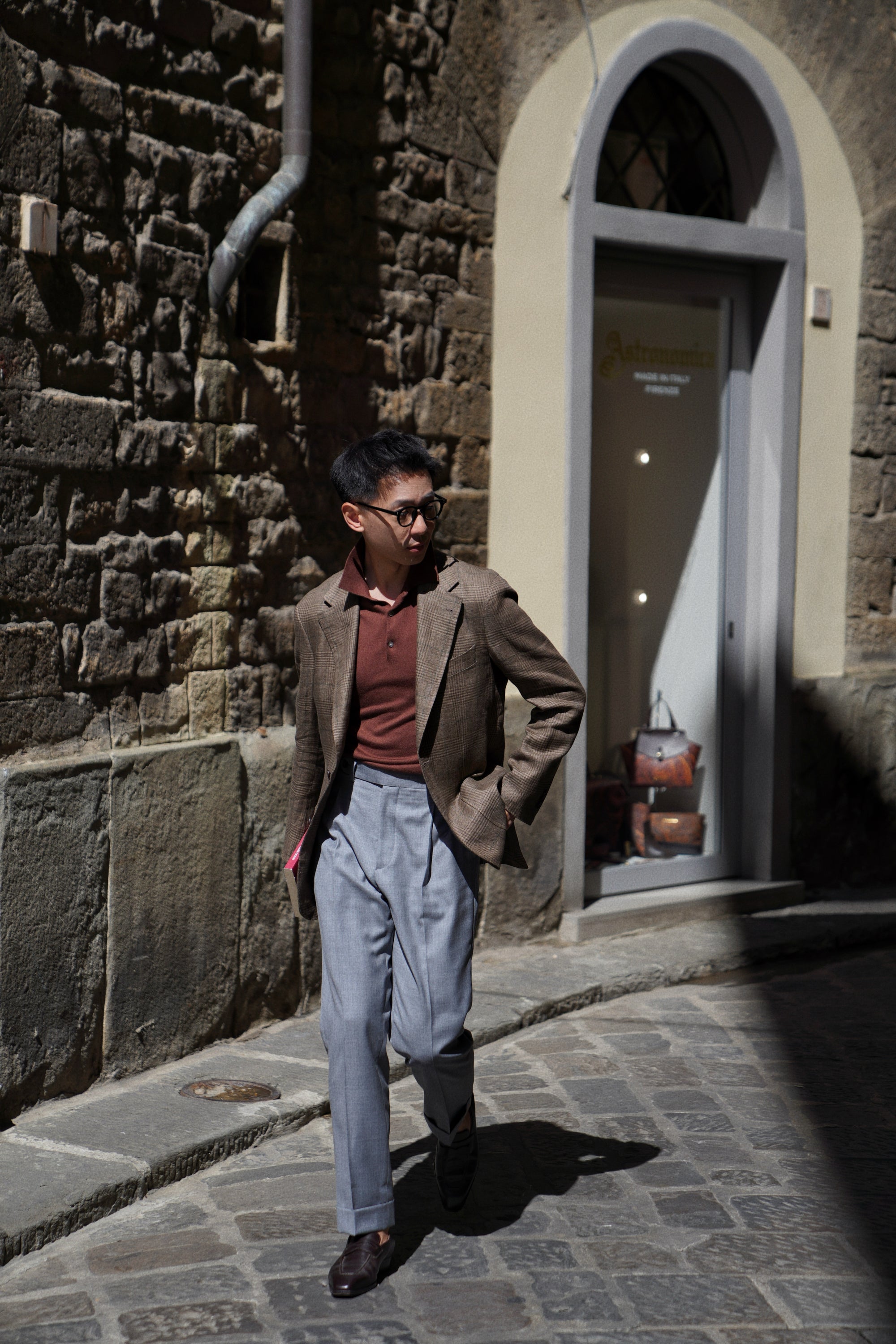 MTO Brown Green Glen Check Linen Jacket #497