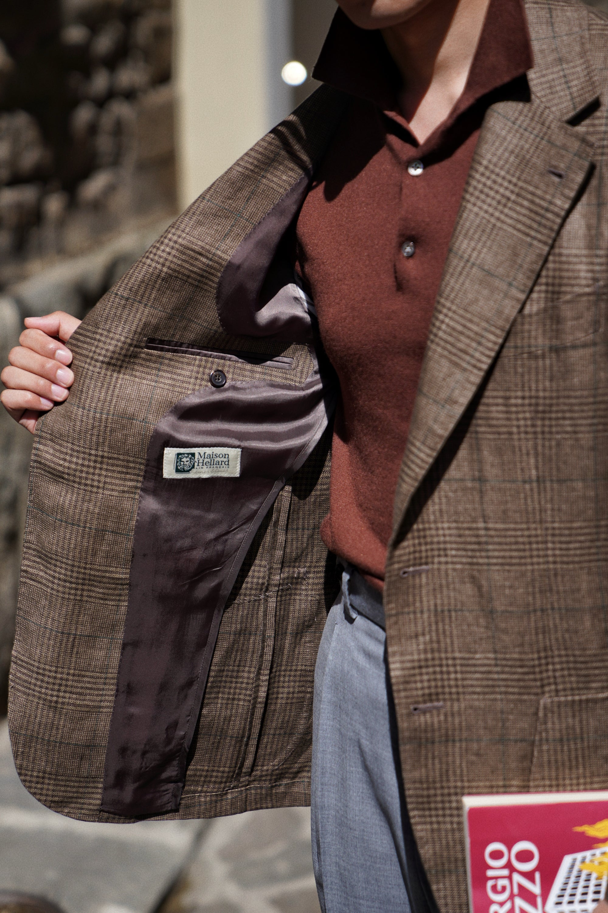 MTO Brown Green Glen Check Linen Jacket #497